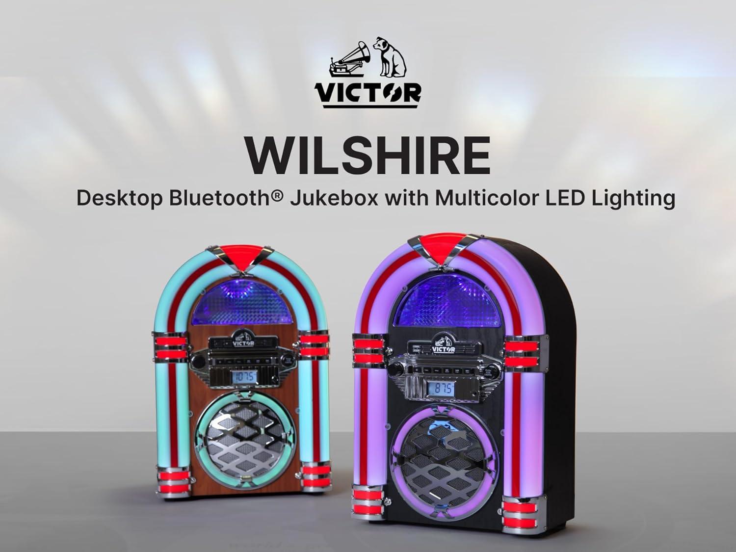 Victor Bluetooth Jukebox Speaker with FM Radio & Multicolor LED Lighting