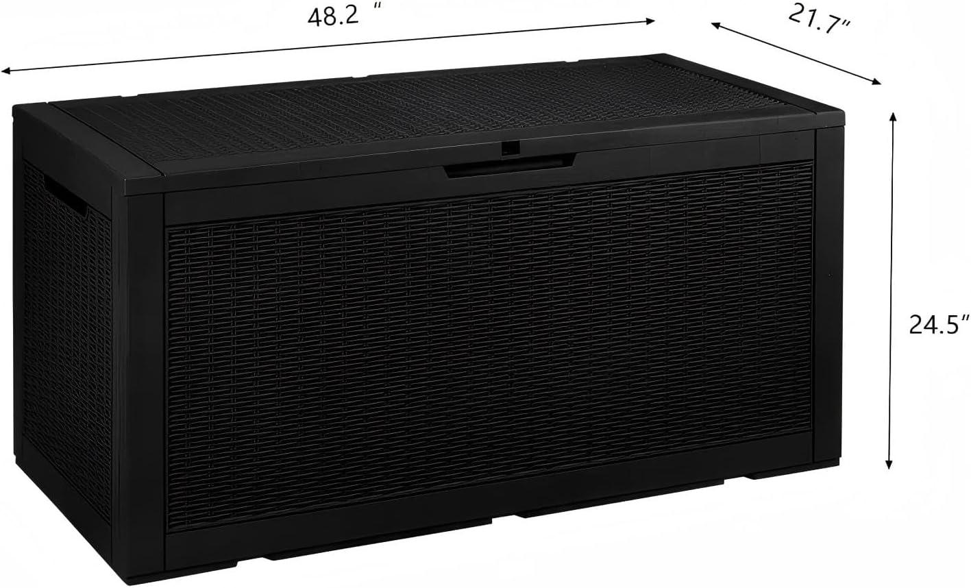 GEMBIK 100 Gallon Resin Deck Box, Large Outdoor Storage Bench with Cushions, Black