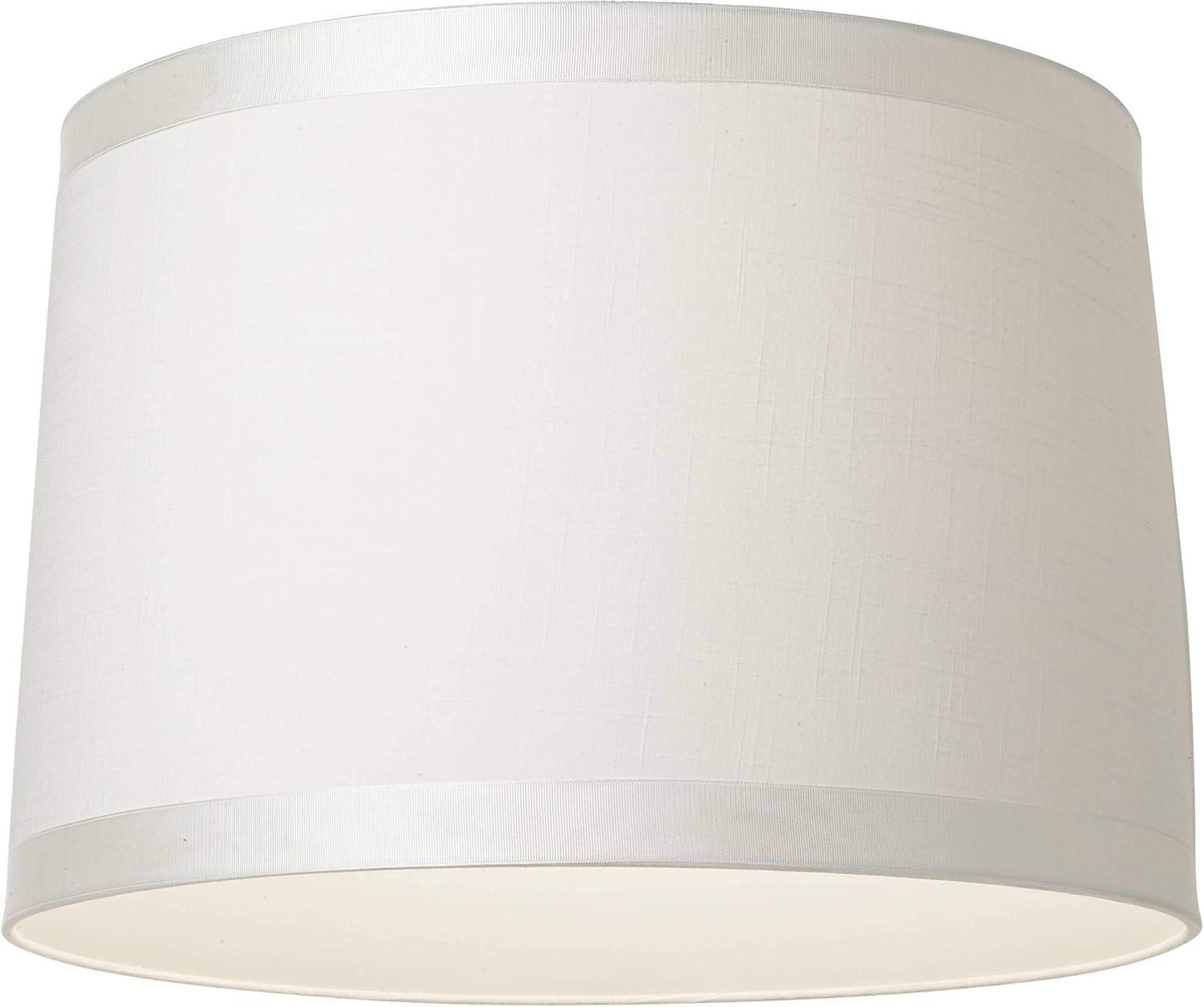 Springcrest White Fabric Medium Drum Lamp Shade 15" Top x 16" Bottom x 11" High (Spider) Replacement with Harp and Finial