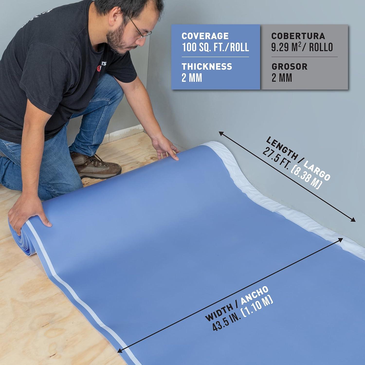 Soft Stride Blue Foam Underlayment Roll for Wood Subfloors