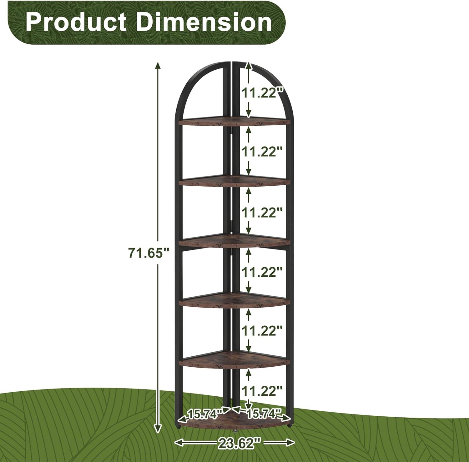Hommoo 6-Tier Corner Shelf, 71 inch Tall Corner Bookshelf for Small Space