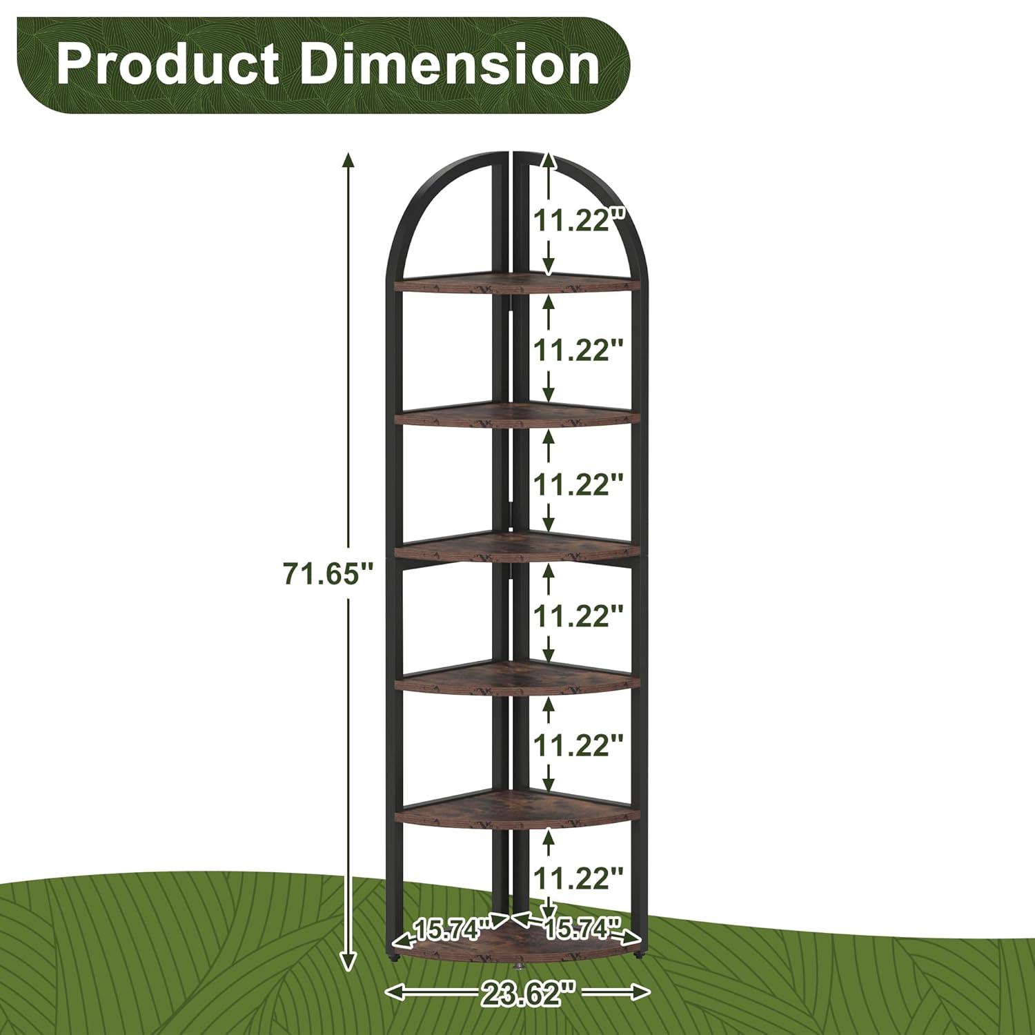 Hommoo 6-Tier Corner Shelf, 71 inch Tall Corner Bookshelf for Small Space