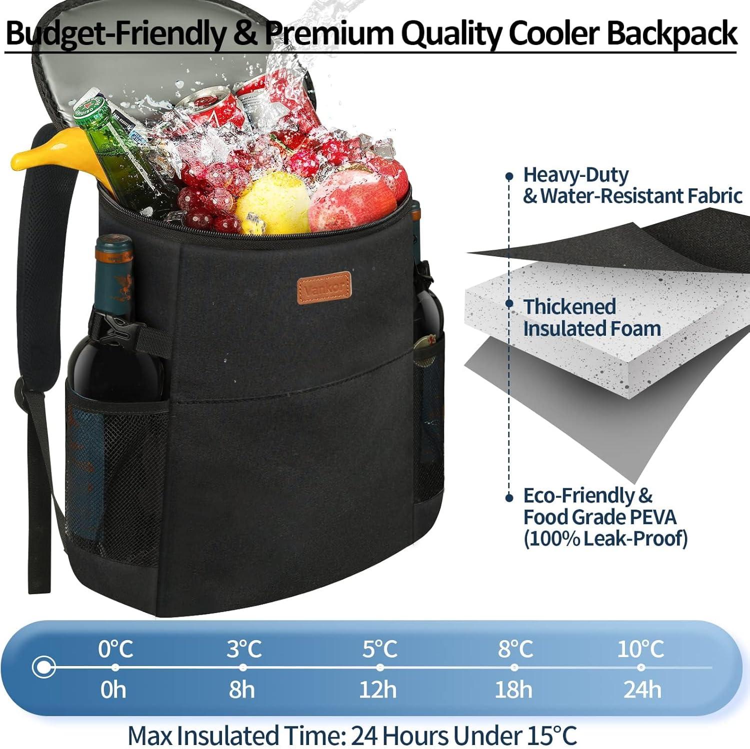 Camping Cooler Backpack 30 Cans, Soft Backpack Coolers Insulated Leak Proof Travel Cooler Bag Waterproof Lunch Picnic Beach Work Trip Thermal Bag Drink Beverage Beer Bag Cooler