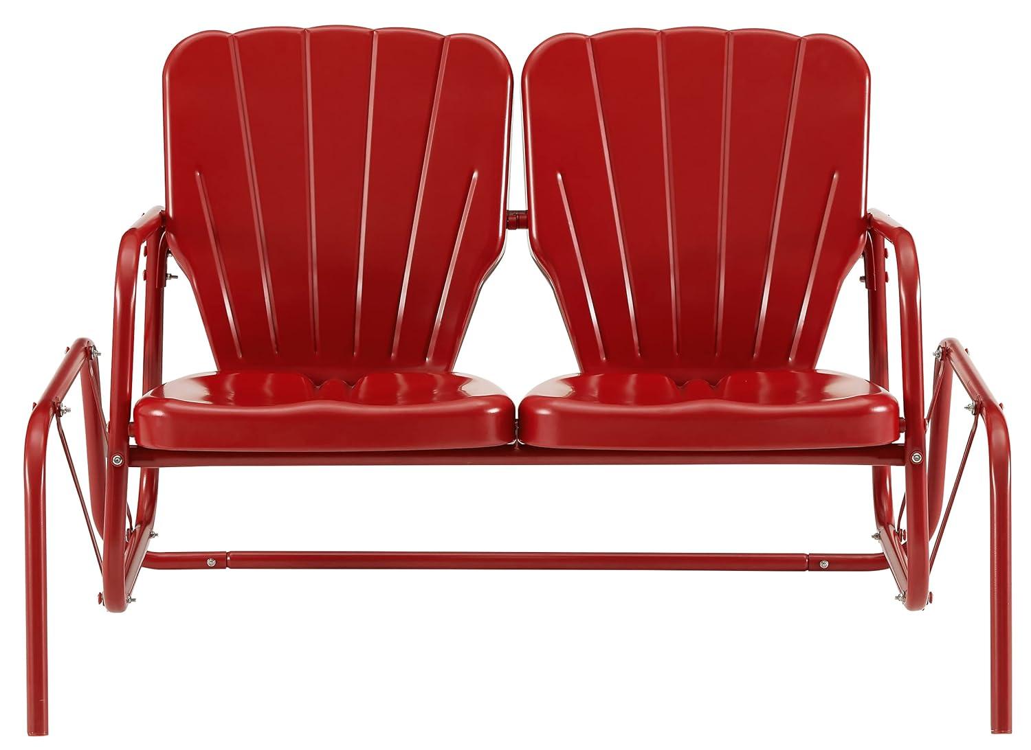 Ridgeland Outdoor Metal Loveseat Glider - Red - Crosley
