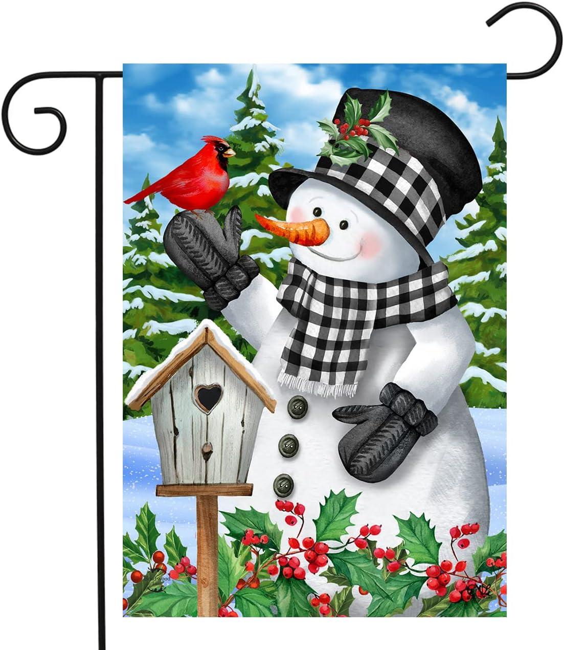 Briarwood Lane Winter Garden Flag 12x18 For Outdoor Checkered Snowman For Winter Garden Flag Flags For Outside