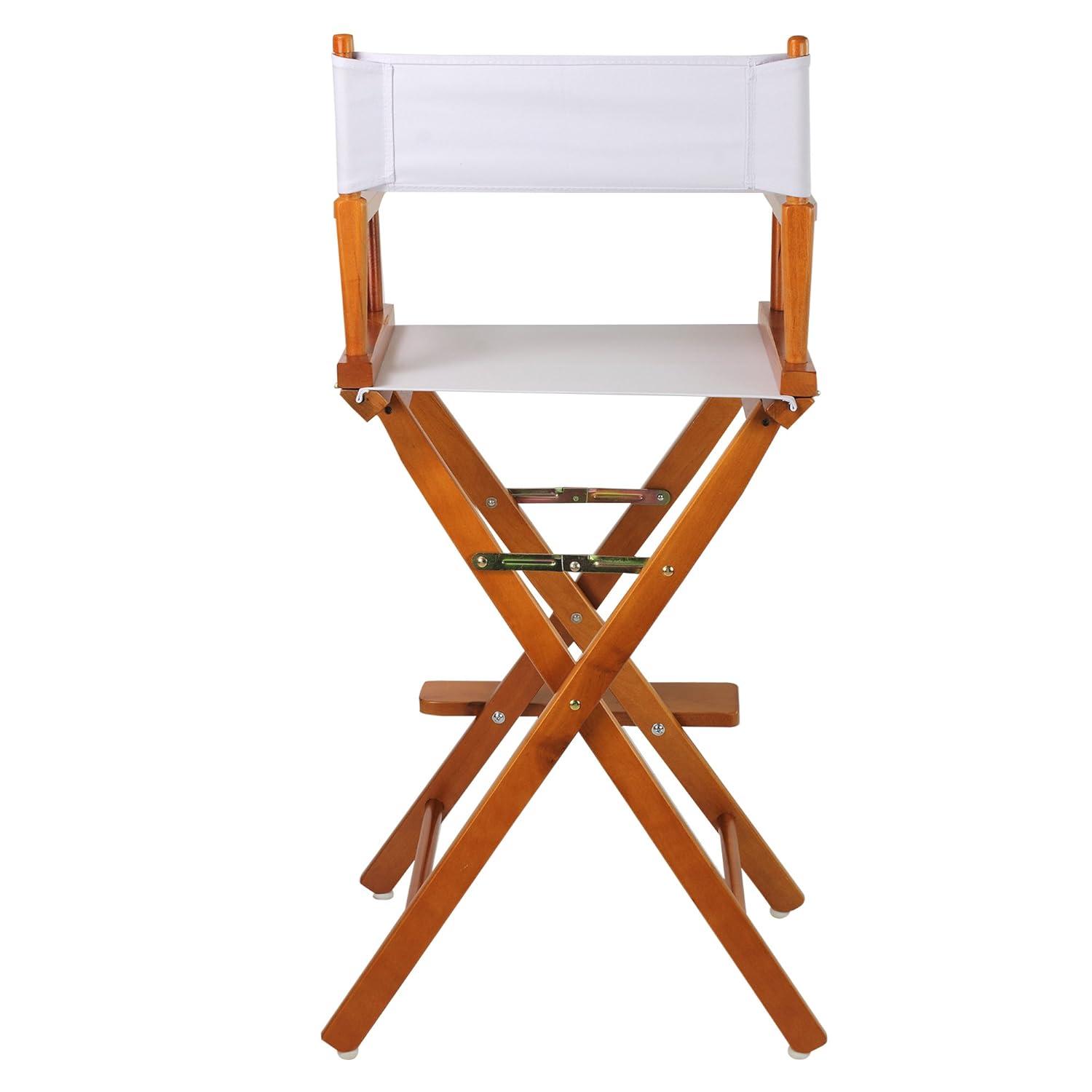 "30" Director's Chair Honey Oak Frame-White Canvas"