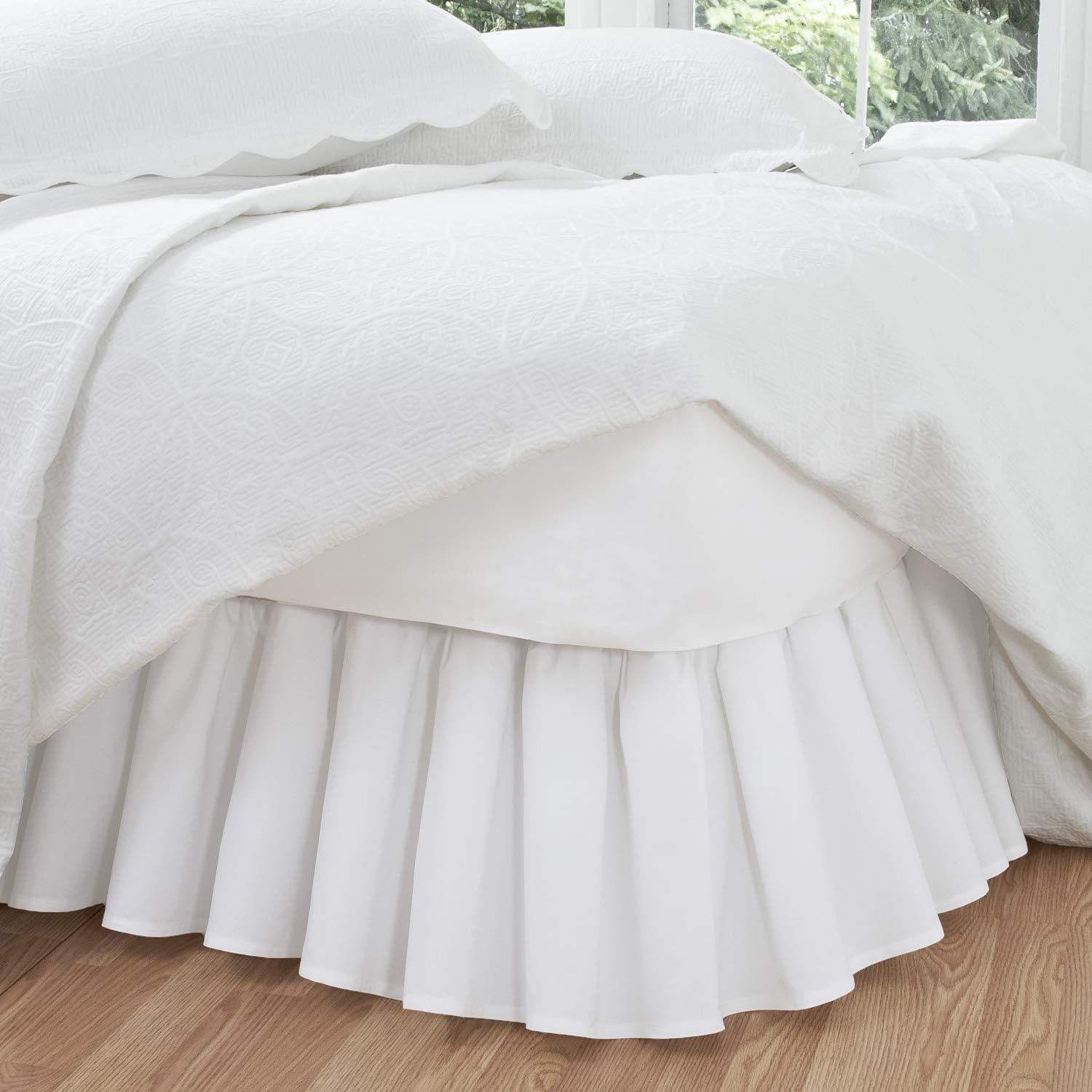 Fresh Ideas Ruffled Poplin Collection Bed Skirt, Twin, White