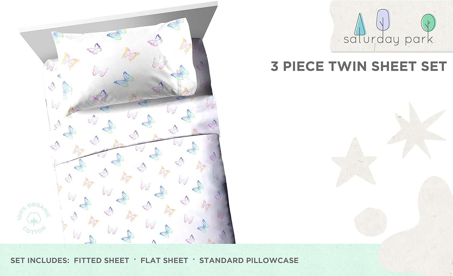Saturday Park Saturday Park Ombre Butterflies 100% Organic Cotton Sheet Set