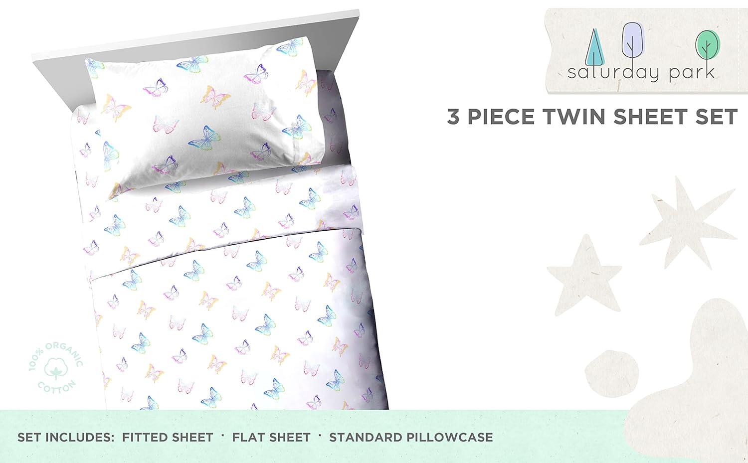 Saturday Park Saturday Park Ombre Butterflies 100% Organic Cotton Sheet Set
