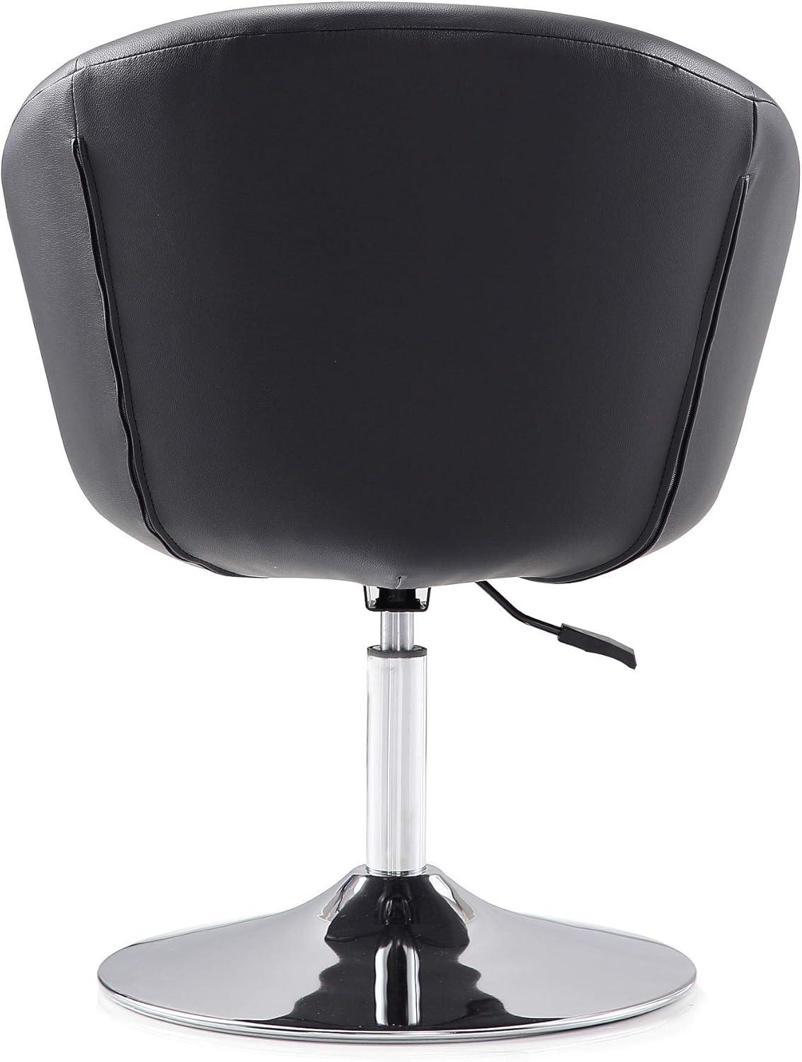 Black Faux Leather Swivel Chair with Chrome Base