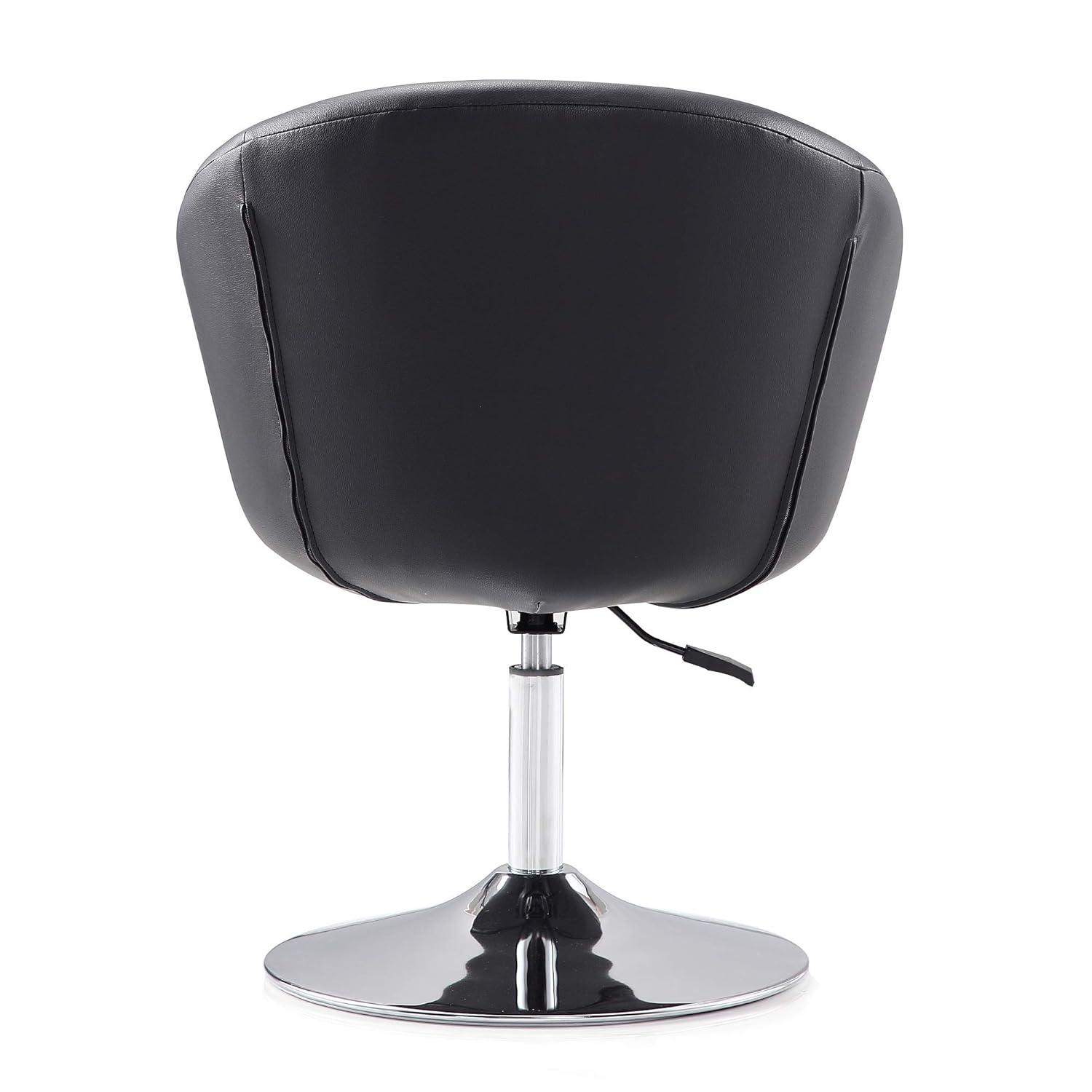 Hopper Black and Polished Chrome Faux Leather Adjustable Height Chair