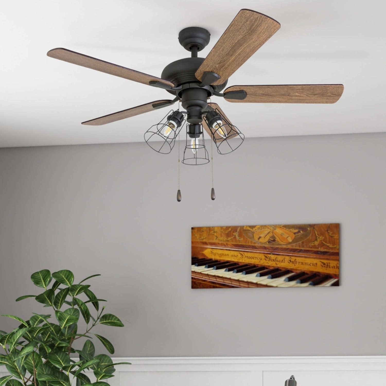 42" Aged Bronze Industrial Ceiling Fan with LED Light