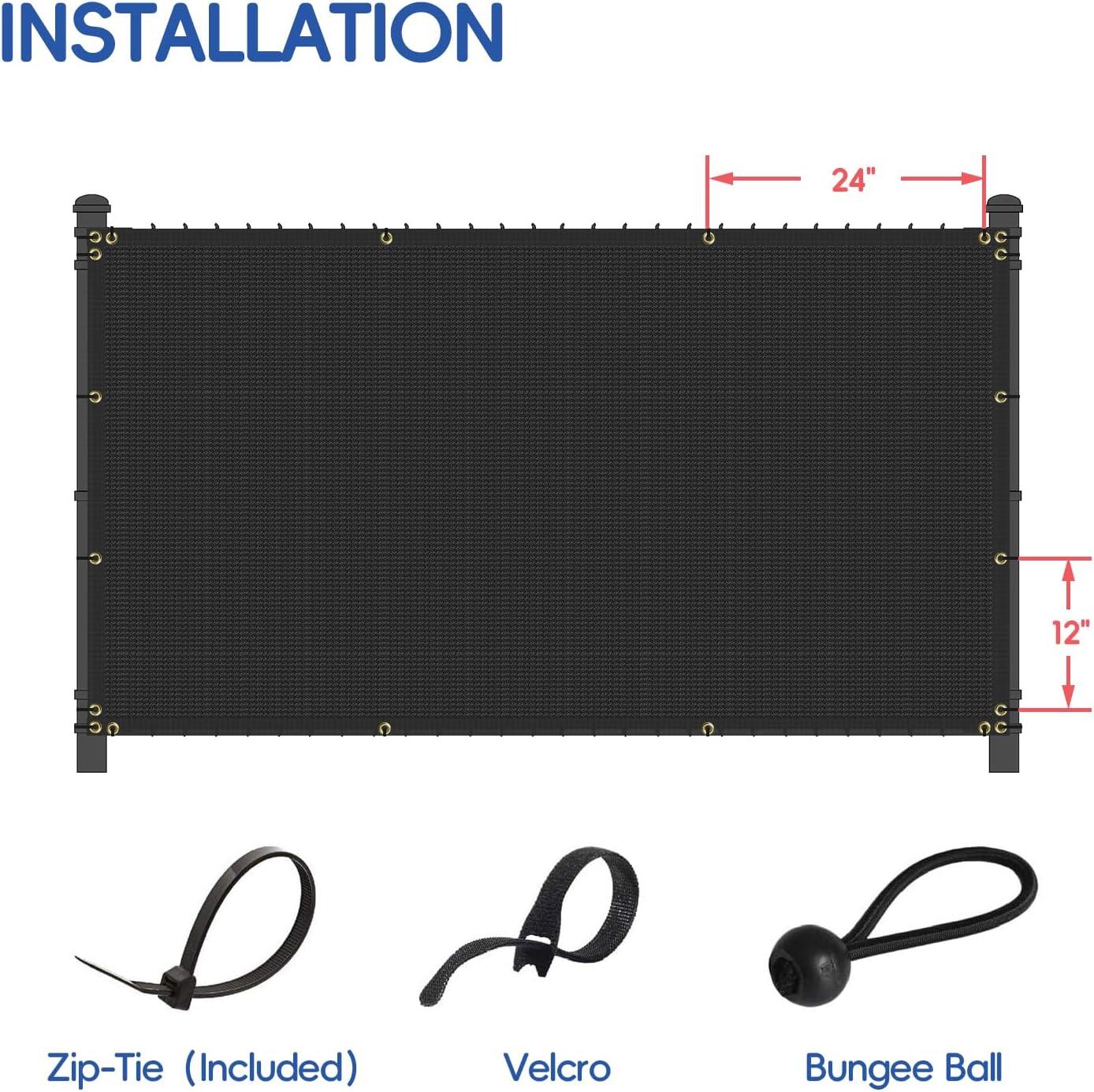 ShadeMart 6' x 12' Black Fence Privacy Screen Windscreen Cover Shade Fabric Cloth, 90% Visibility Blockage, with Grommets, Heavy Duty Commercial Grade, Zip Ties Included - (We Make Custom Size)