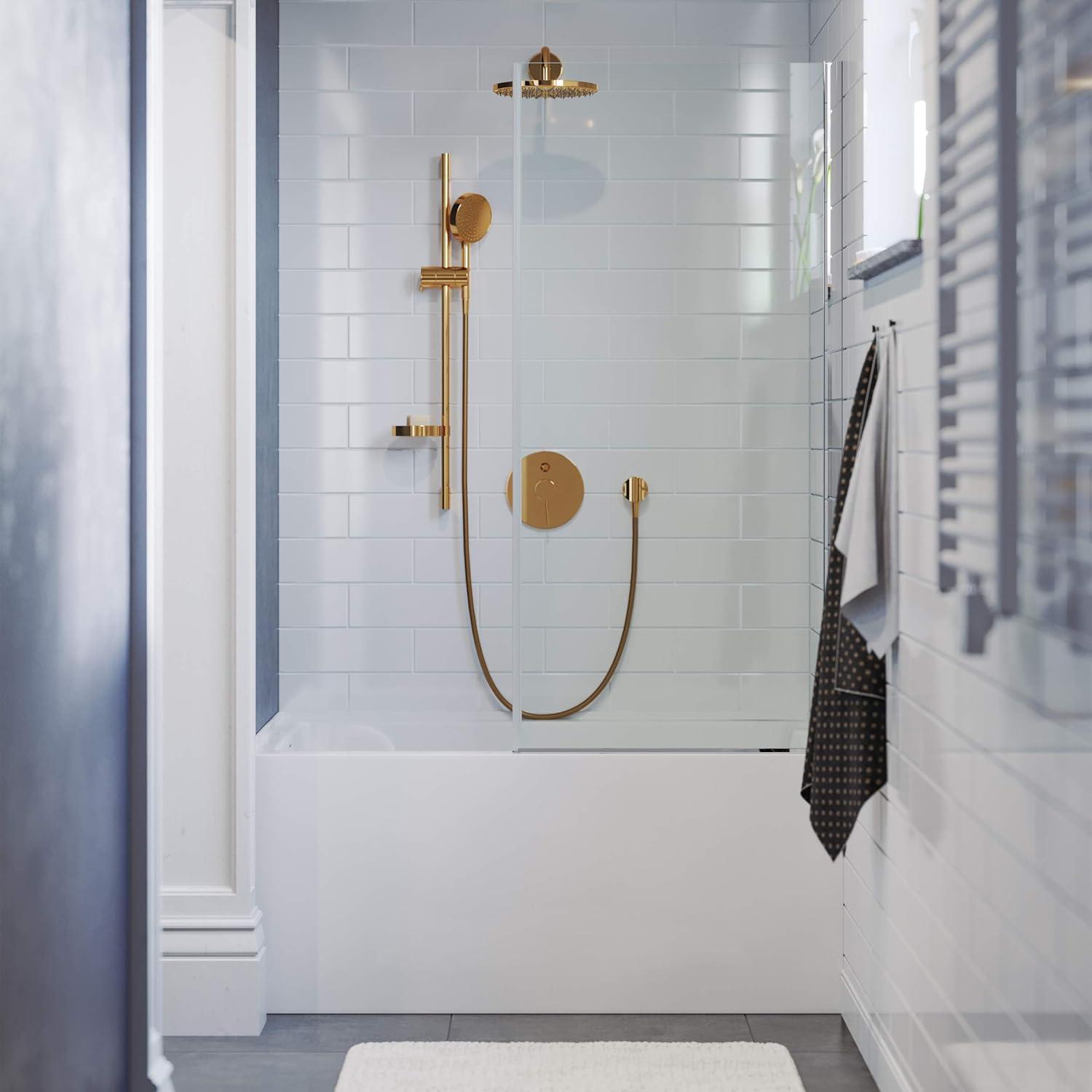 32" White Acrylic Alcove Bathtub with Apron