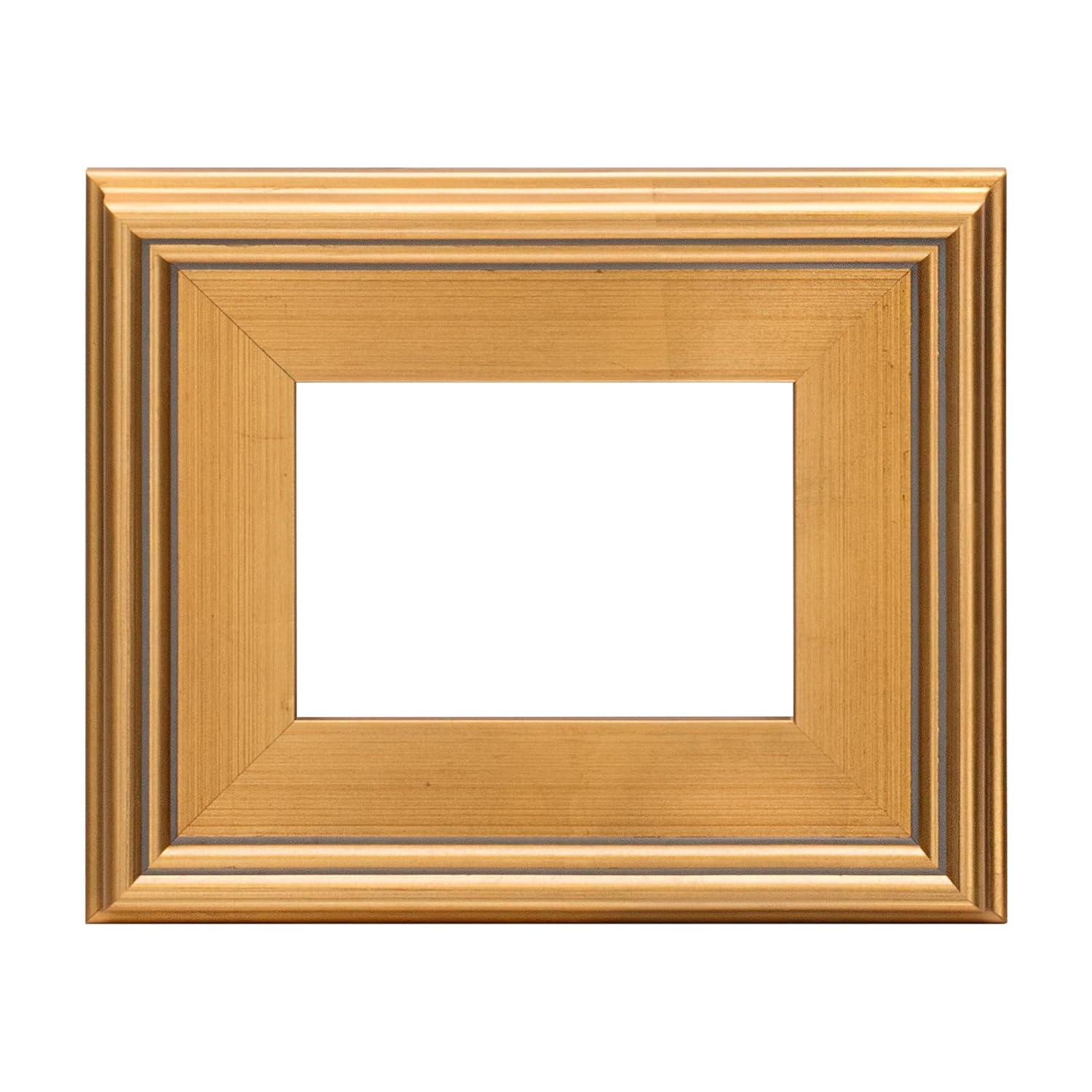 Creative Mark Plein Air Wooden Picture Frame - 5X7 Gold - Professional Single Frame for Art Panels, Stretched Canvas, Pictures and More, glass and backing not included