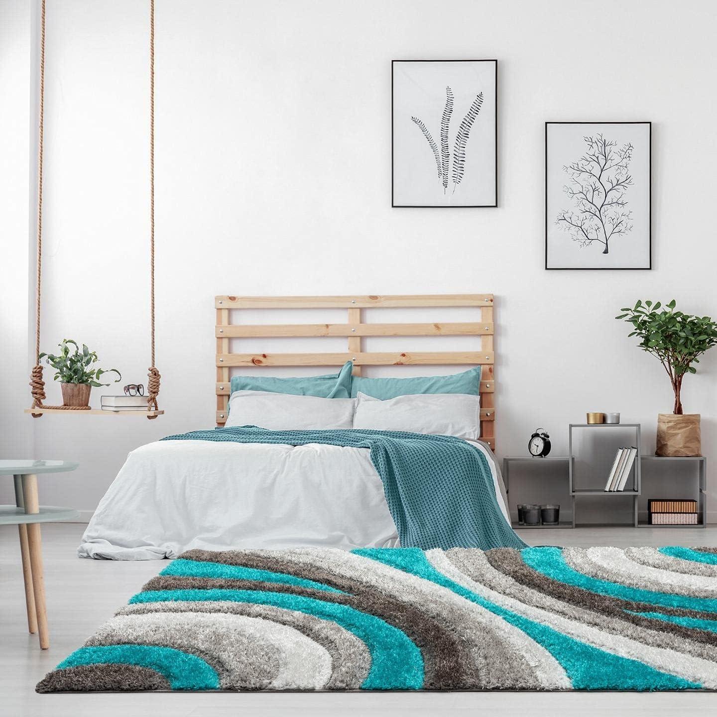 Luxe Weavers Modern Shag Geometric Area Rug, Gray 5x7