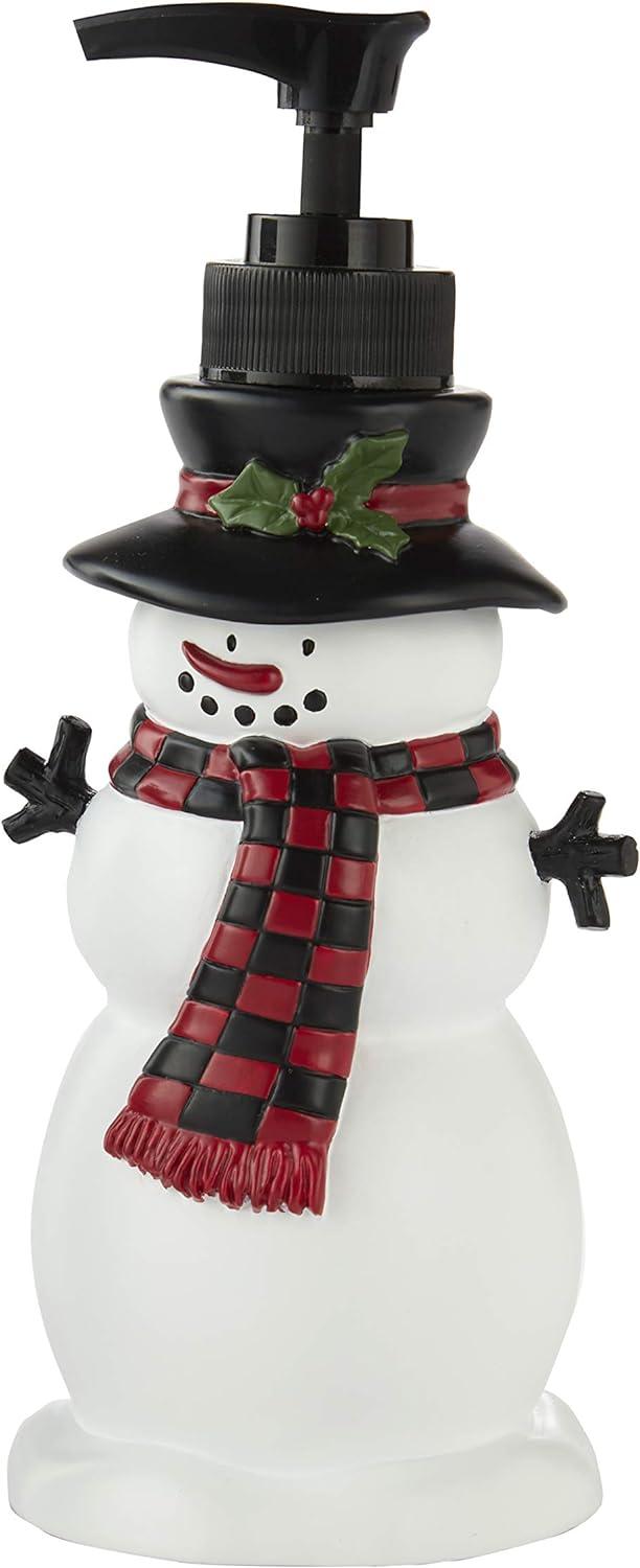 Festive Snowman Resin Lotion/Soap Dispenser in Red and Black