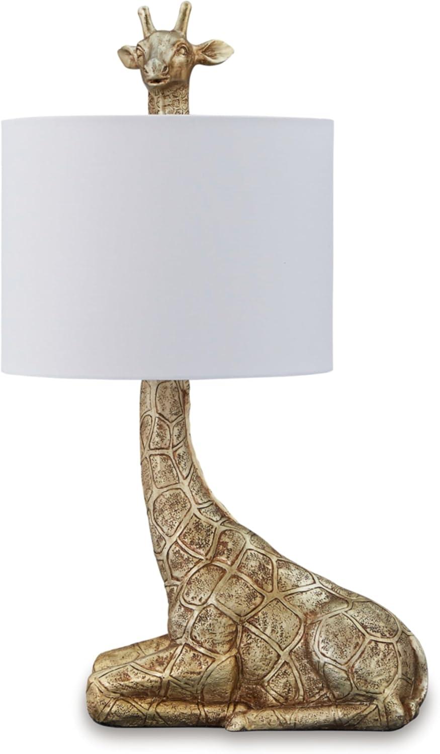 Gold and White Polyresin Giraffe Table Lamp