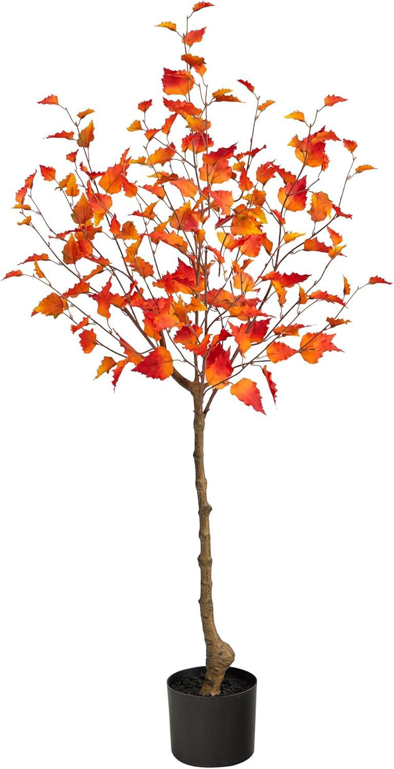 Nearly Natural 4-ft Fall Birch Artificial Autumn Tree