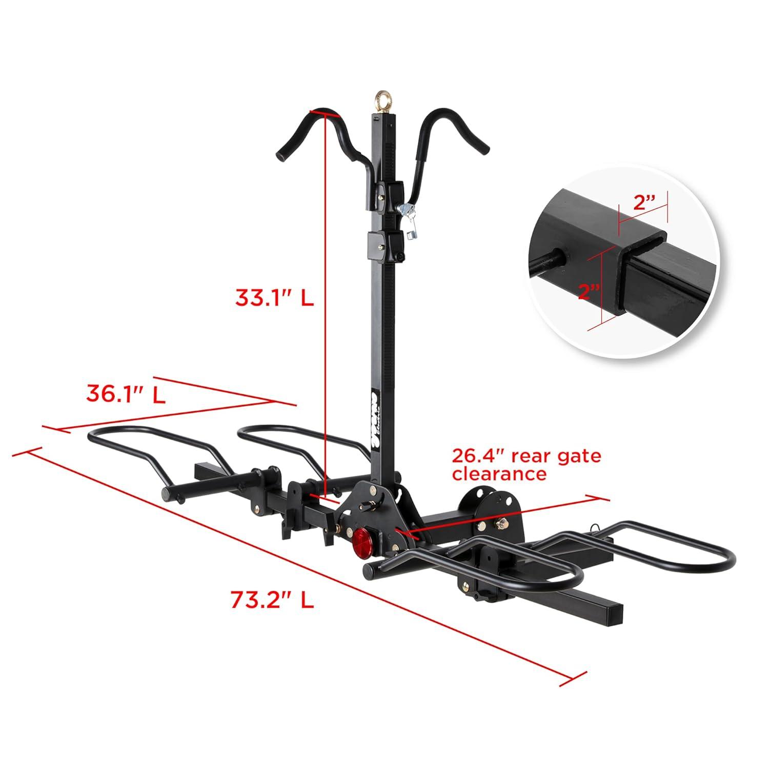 Young Electric Bike Rack 200lb Capacity Alloy Steel Hitch Mount Style for Cars Trucks SUVs RV, fits Bikes with up to 5-inch Fat Tire Carrier Rack, with 2'' Receiver