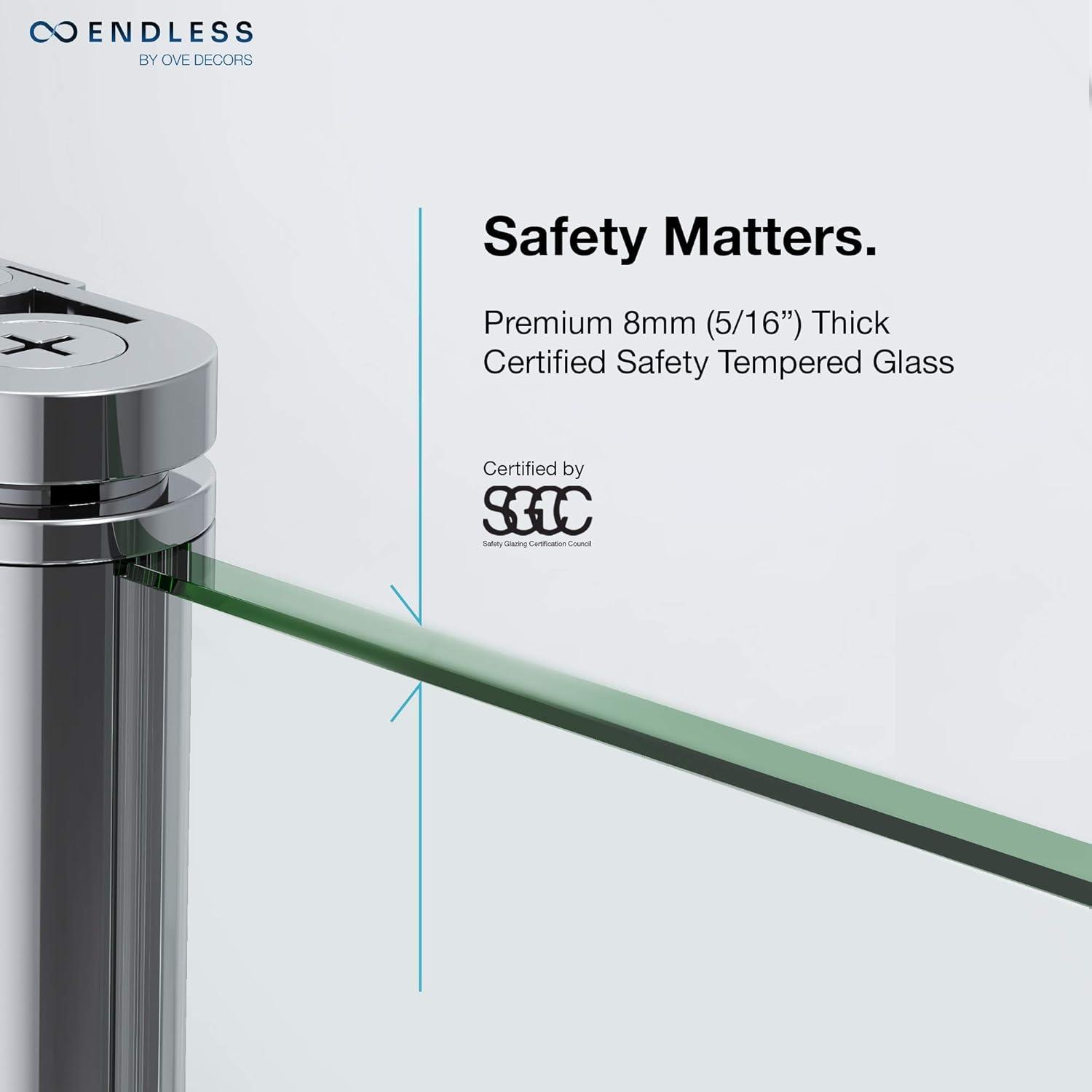 Ove Decors Endless Tampa 73" W x 72" H Alcove Frameless Shower Kit, Door, 2 Panel TA1460400