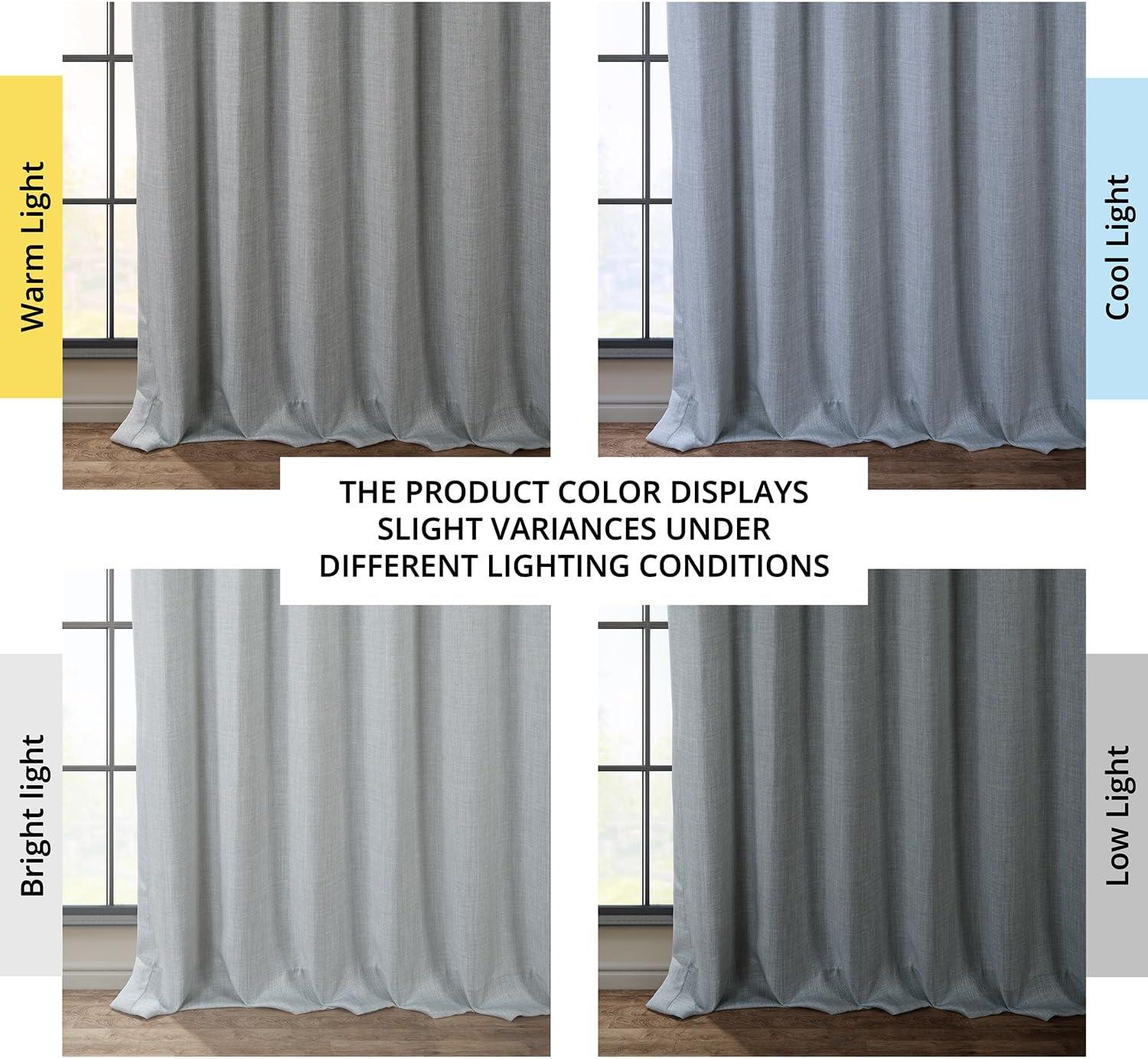 Heather Grey Faux Linen Room Darkening Curtain (1 Panel), Heather Grey, 50W X 108L