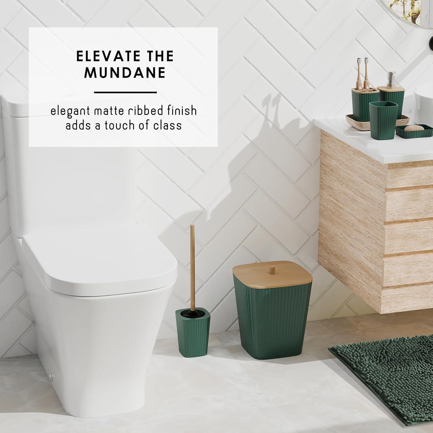 Hunter Green 22-Piece Waffle Texture Polyester Bathroom Accessories Set