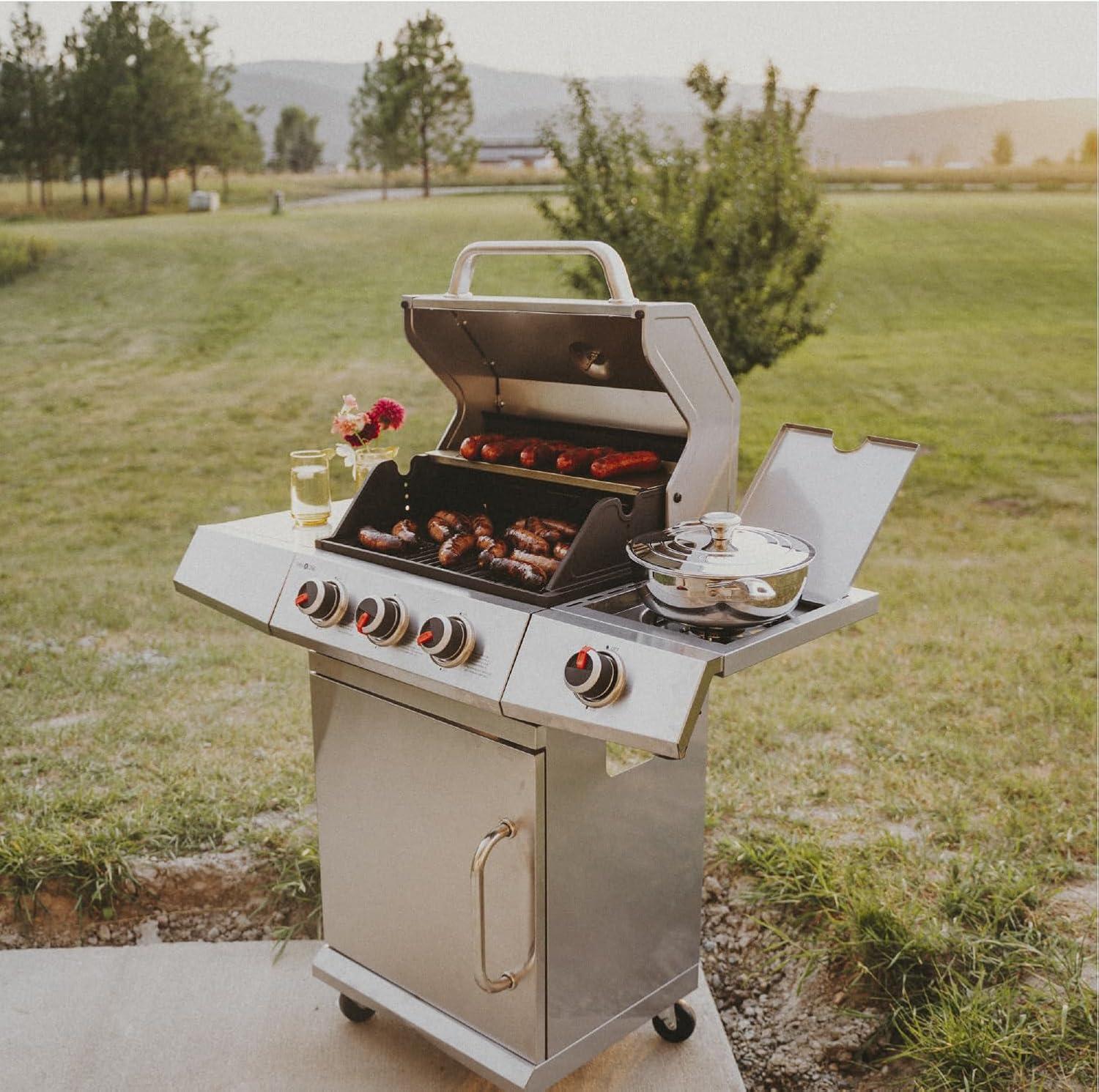 Stainless Steel 3-Burner Propane Grill with Side Burner