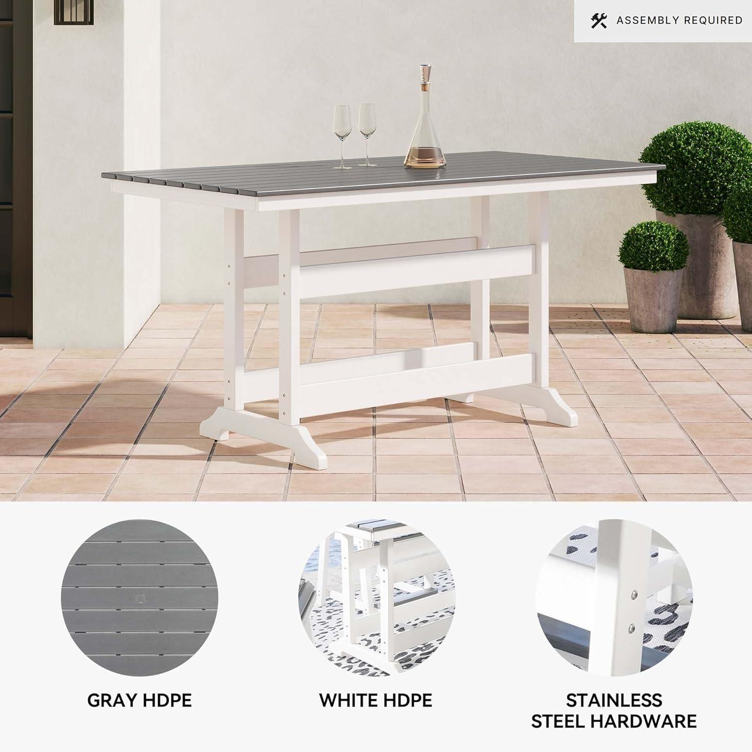Ashley Furniture Transville Outdoor Plastic Dining Table in Gray and White