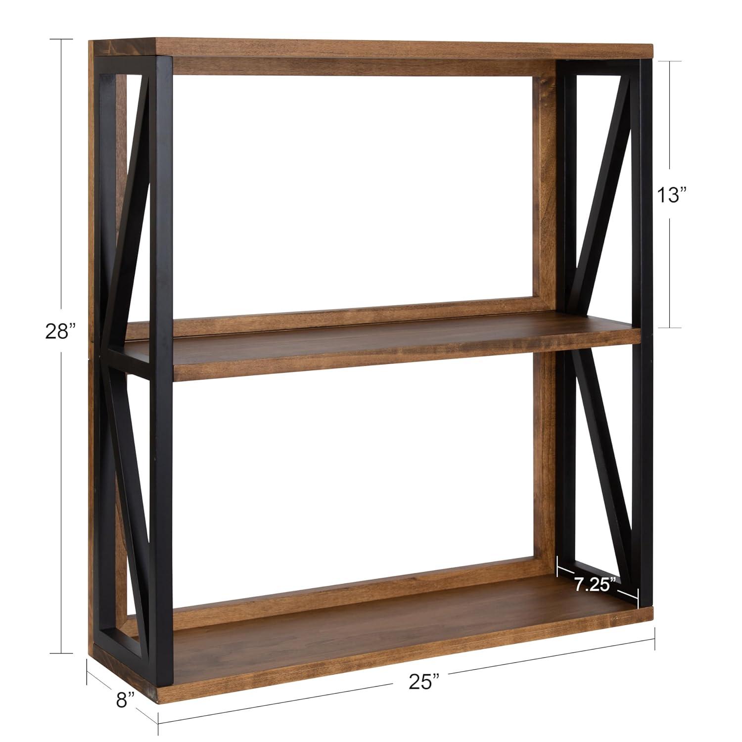 25" x 28" Rigby Wood Decorative Wall Shelf Rustic Brown/Black - Kate & Laurel All Things Decor: 3-Tier Storage