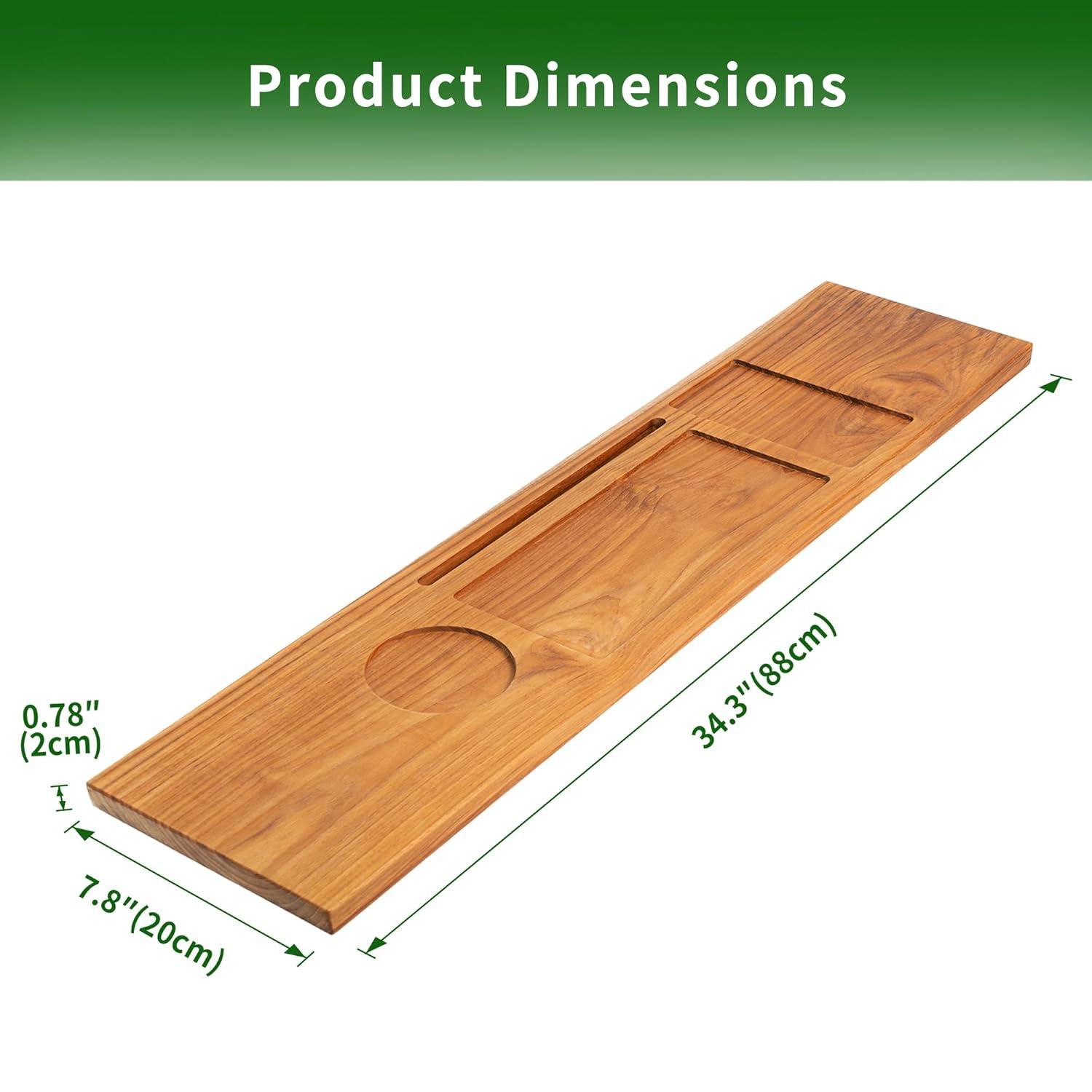 Rebrilliant Teak Bathtub Tray Table, Wooden Bath Board For Tub With Wine And Ipad Holder