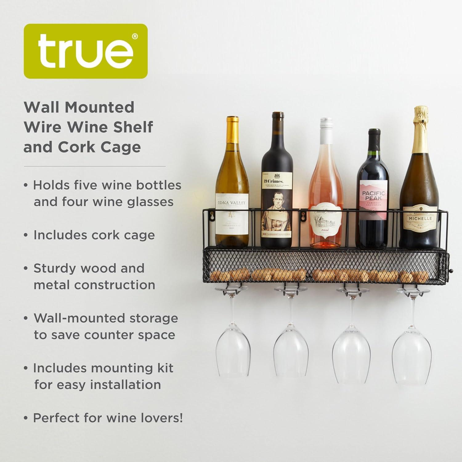 Wall Mounted Wire Wine Shelf and Cork Cage