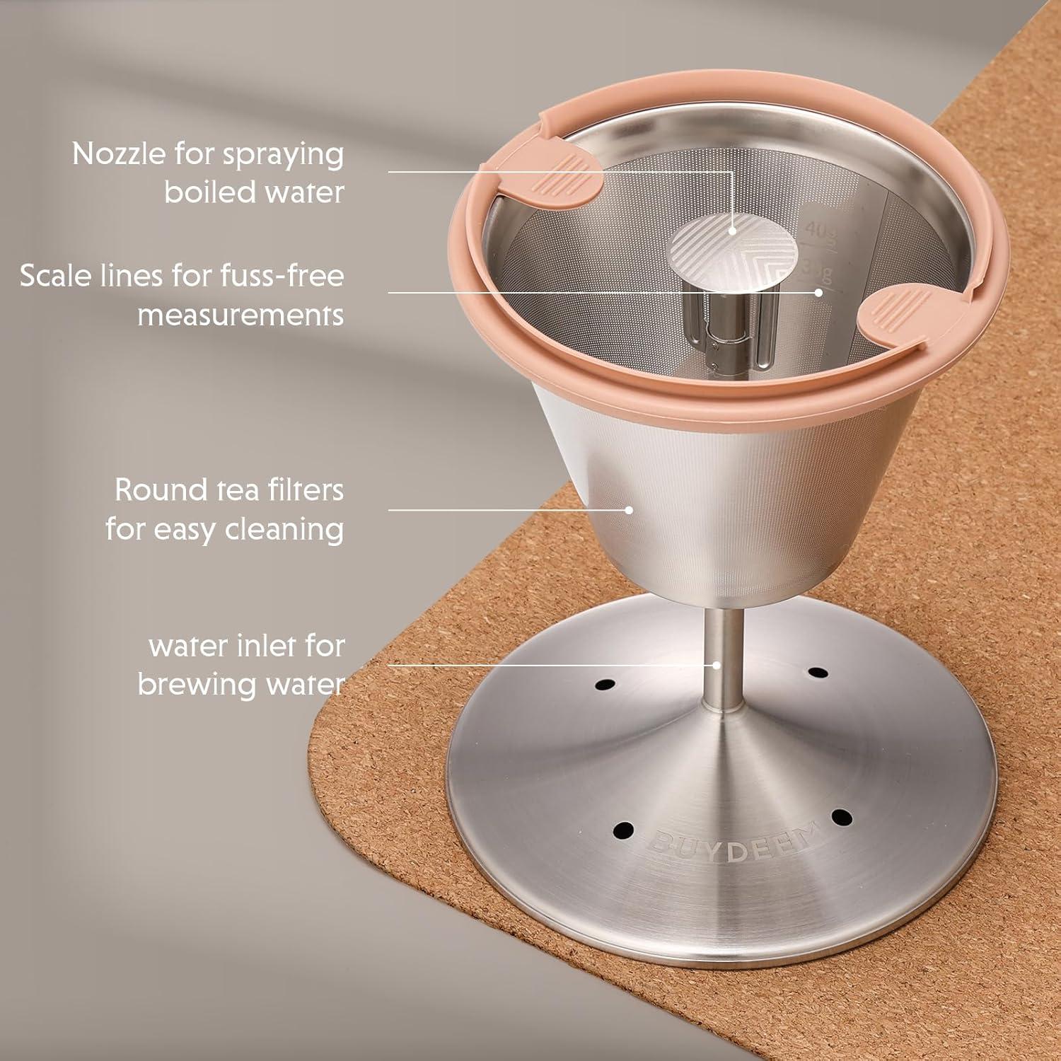 BUYDEEM K176 Tea Maker, Multifunctional Stainless Steel Electric Kettle for Tea and Coffee Brewing, Auto Keep Warm, 5 Flavor Controls, 1.5L