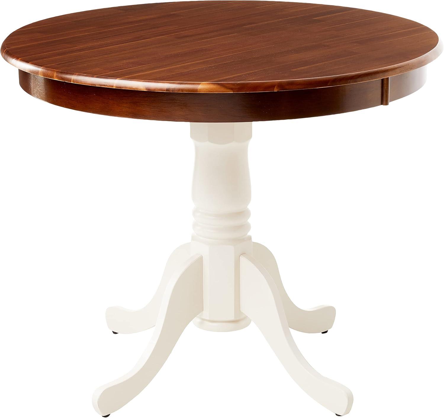 Sophisticated Round Walnut & Linen White Extendable Dining Table