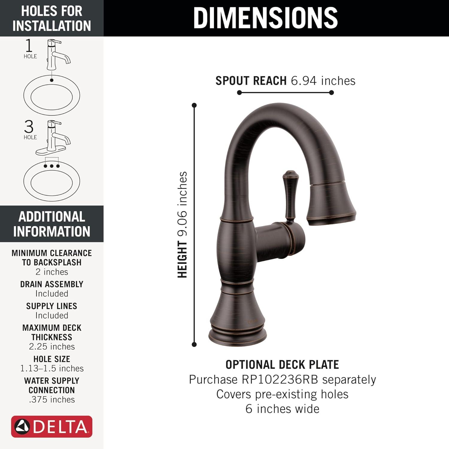 Cassidy™ Single Hole Bathroom Faucet with Drain Assembly