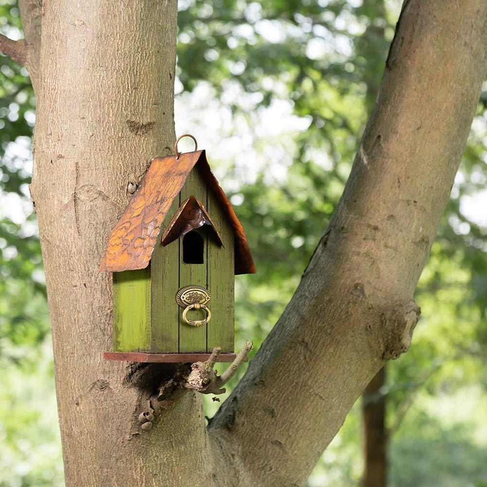 Glitzhome 4.09 in. Distressed Wooden Birdhouse Wall Hanging