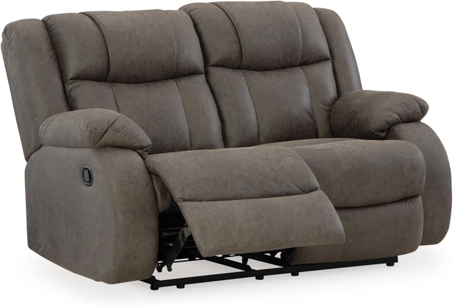 Gunmetal Faux Leather Manual Reclining Loveseat with Pillow-top Arms