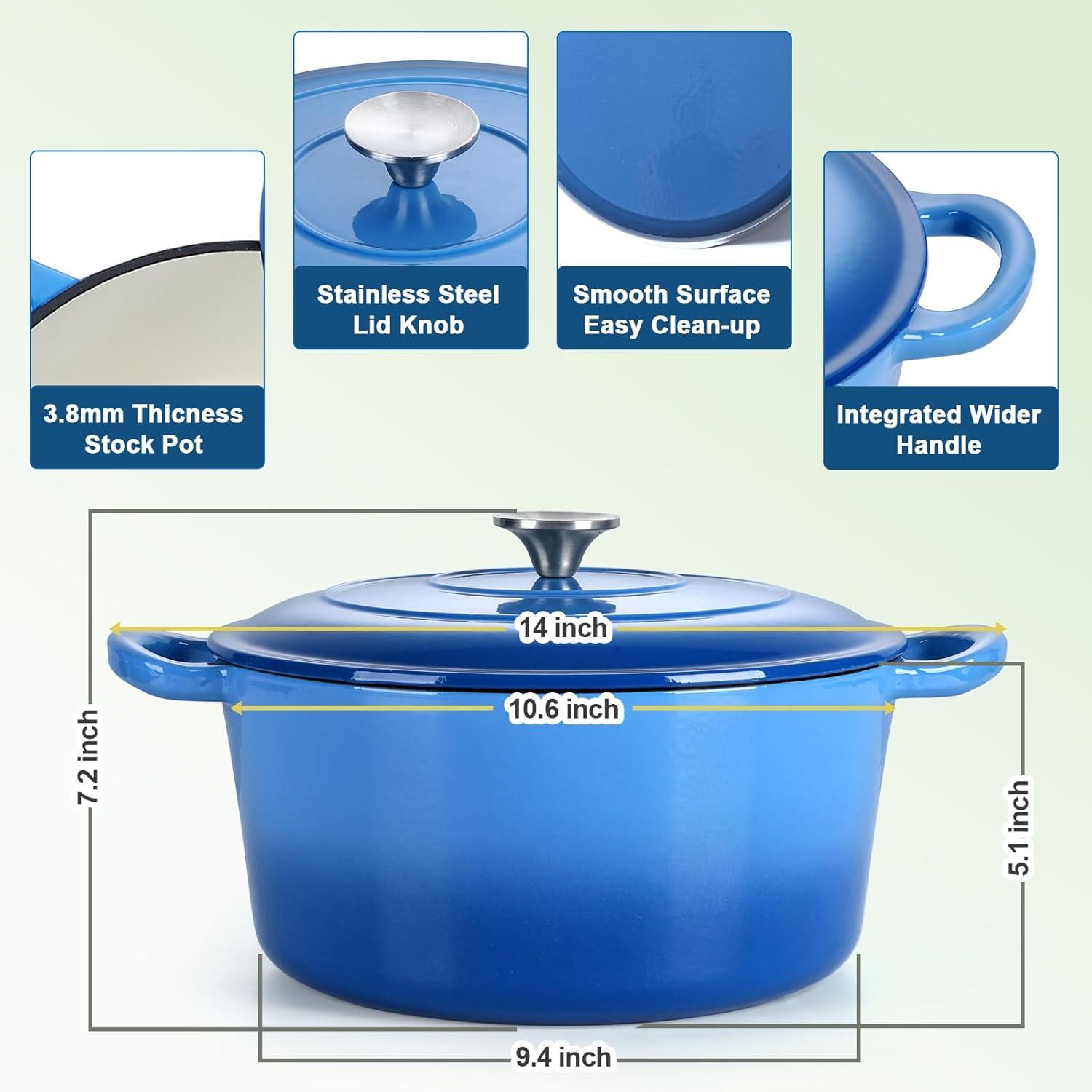 SPECIALTY FLOORING INC Dutch Oven,Enameled Cast Iron Dutch Oven Cooking Pot With Lid & Dual Handles, For Bread Baking Braising Stewing, Heavy Duty & Non Stick, Oven & All Stovetops Safe