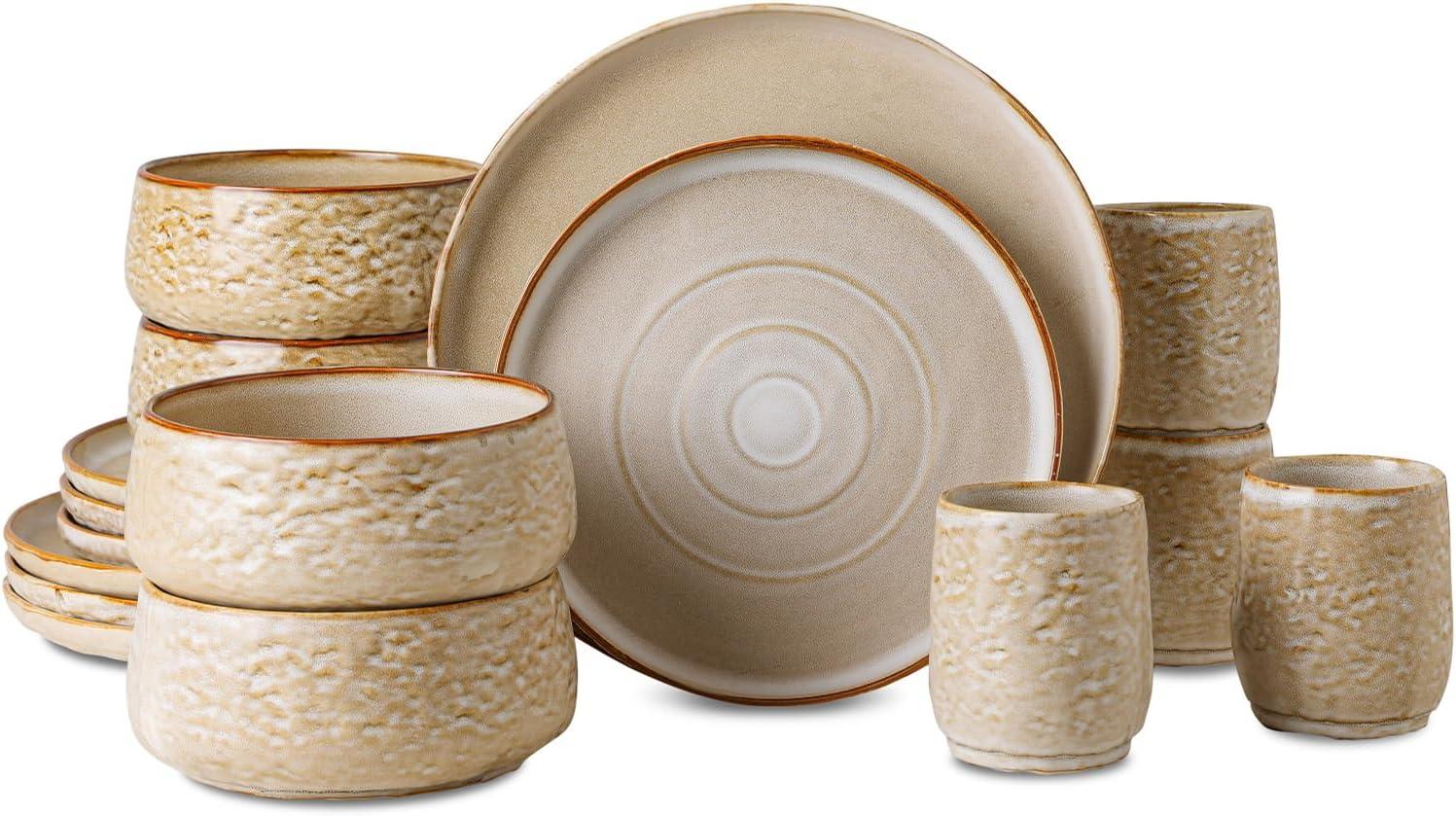 Stone by Mercer Project Shosai Stoneware Dinnerware Set Tan - 32 Piece