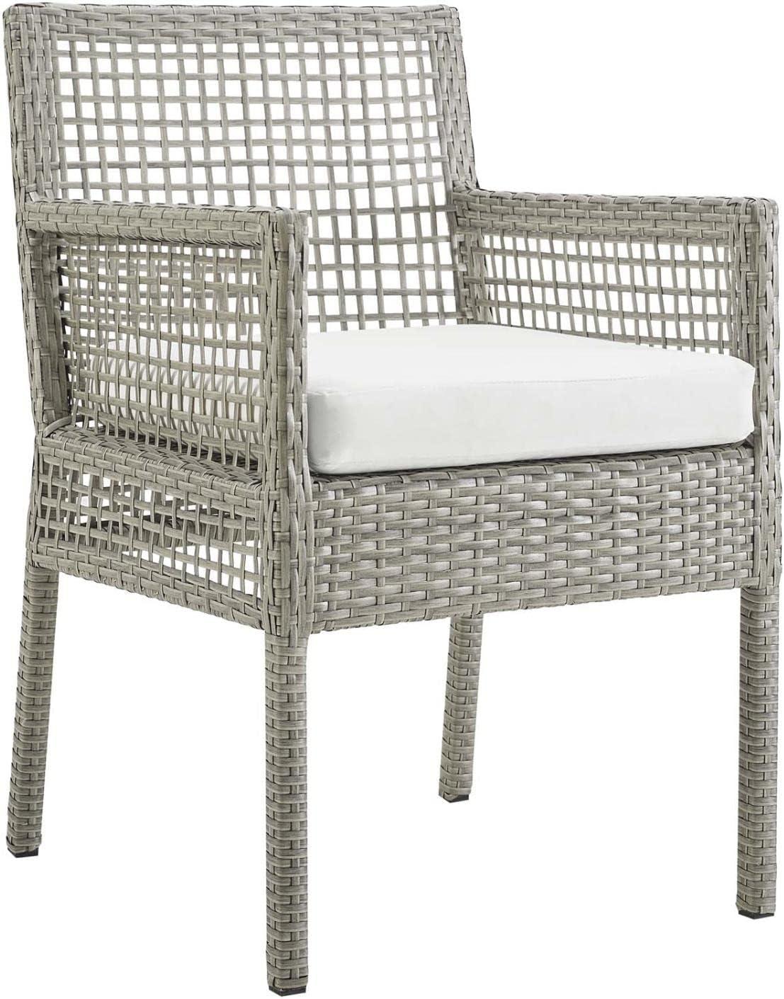 Modway Aura 7 Piece Outdoor Patio Wicker Rattan Set in Gray White