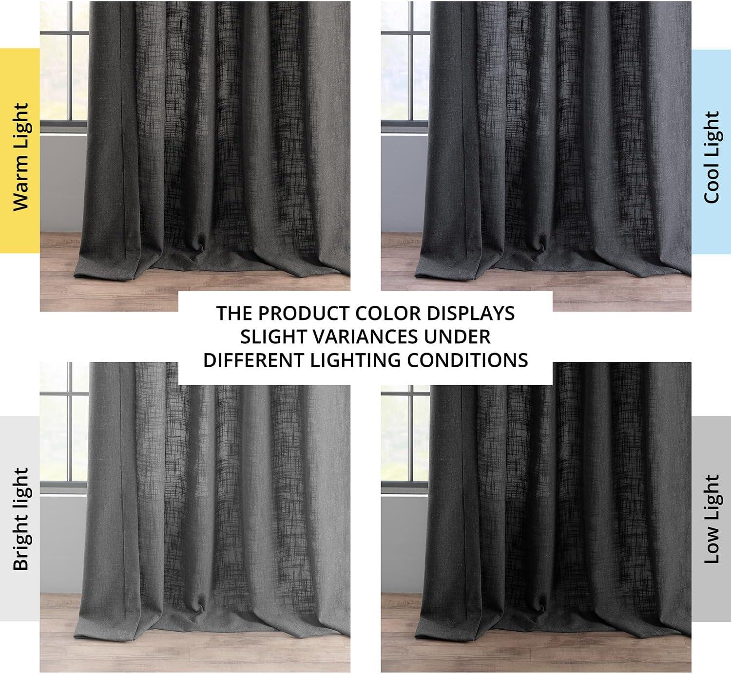 Slate Grey Heavy Faux Linen Curtain (1 Panel), Slate Grey, 50W X 96L