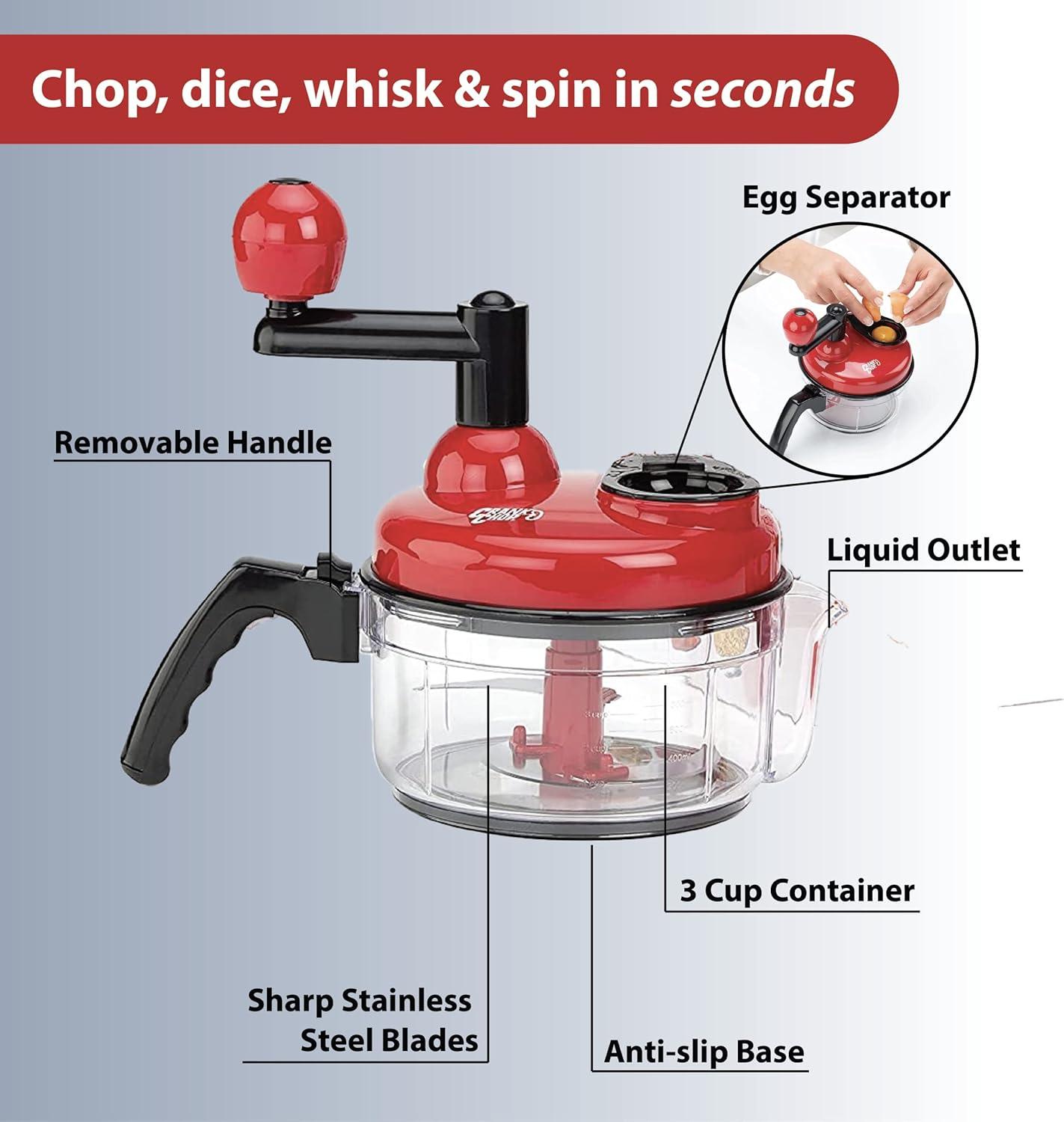 The Crank Chop Food Chopper and Processor XL, The Best Vegetable Chopper for Homemade Salsa and Dicing Ingredients Perfectly