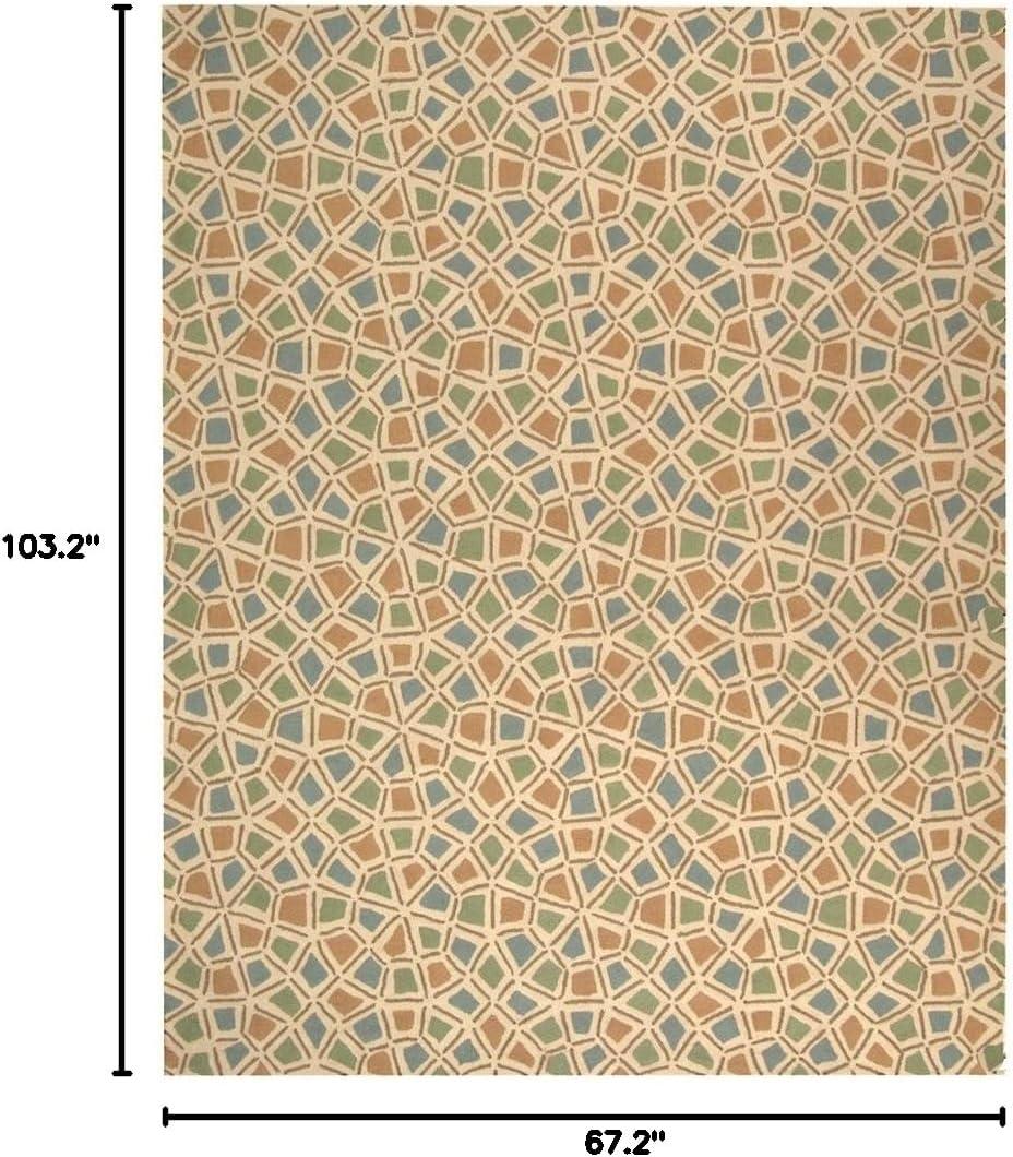 Newport NPT426 Hand Hooked Area Rug - Blue/Green - 5'6"x8'6" - Safavieh.