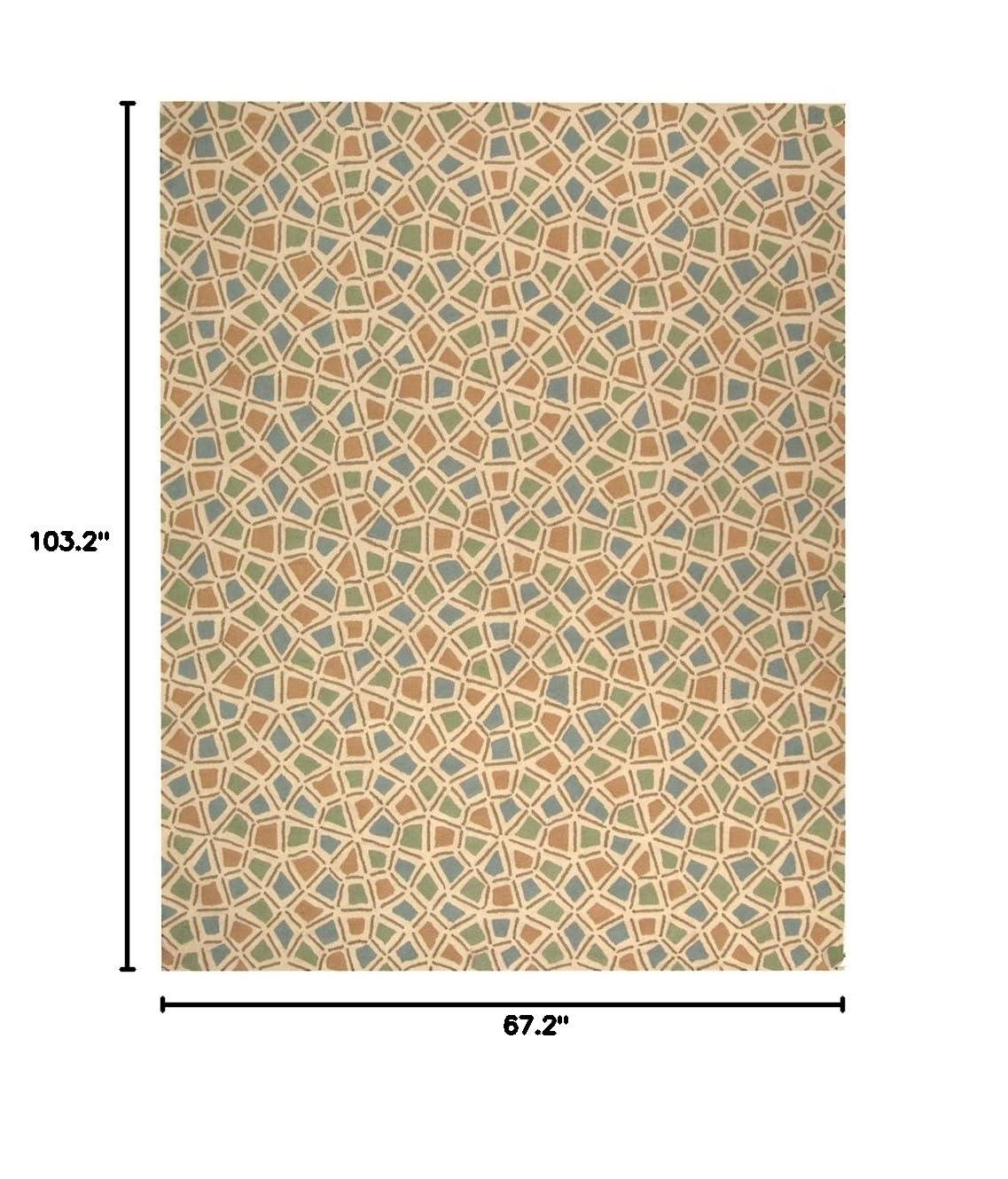 Newport NPT426 Hand Hooked Area Rug - Blue/Green - 5'6"x8'6" - Safavieh.