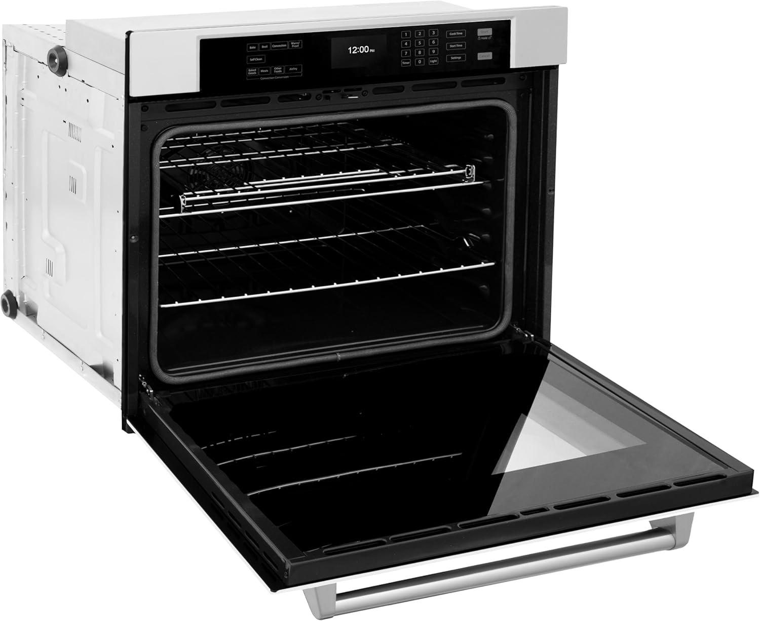 30-Inch Stainless Steel and Matte White Convection Wall Oven