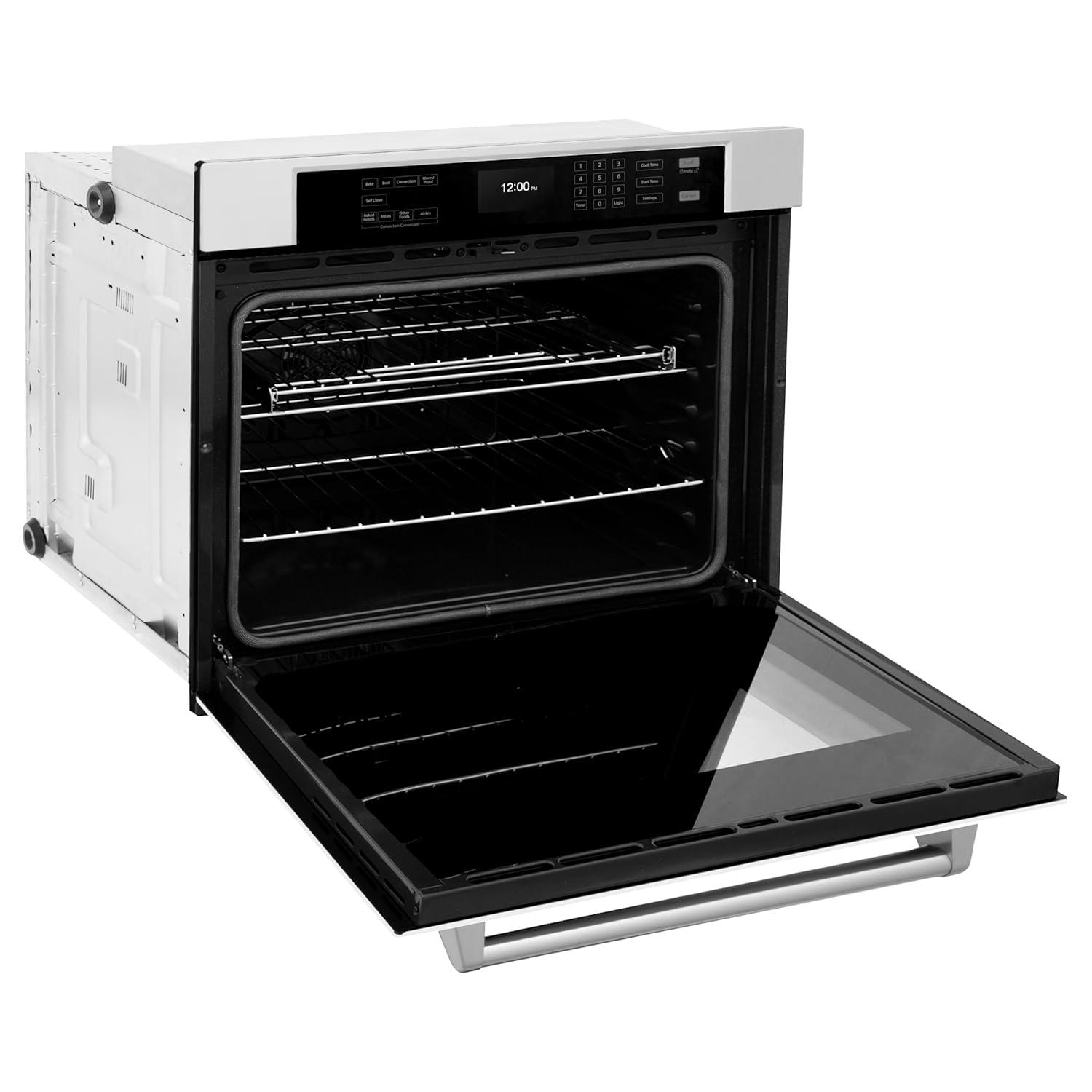 30-Inch Stainless Steel and Matte White Convection Wall Oven