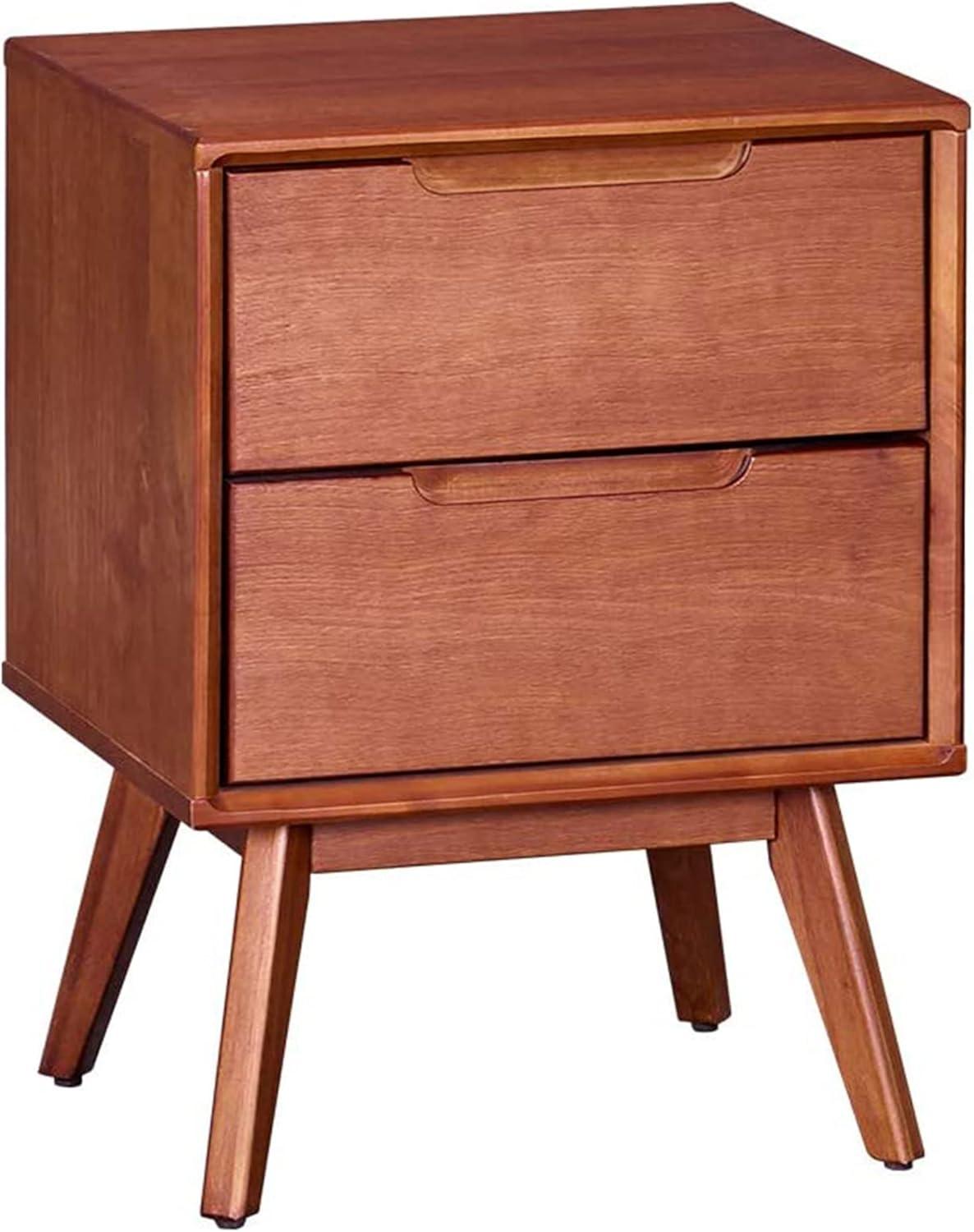 MUSEHOMEINC Mid Century Solid Wood Walnut Nightstands with Two Drawers - Modern Bedside Table with Drawers,Minimalist Bedroom Furniture,End Table,Stylish Nightstands for Bedroom,Living Room