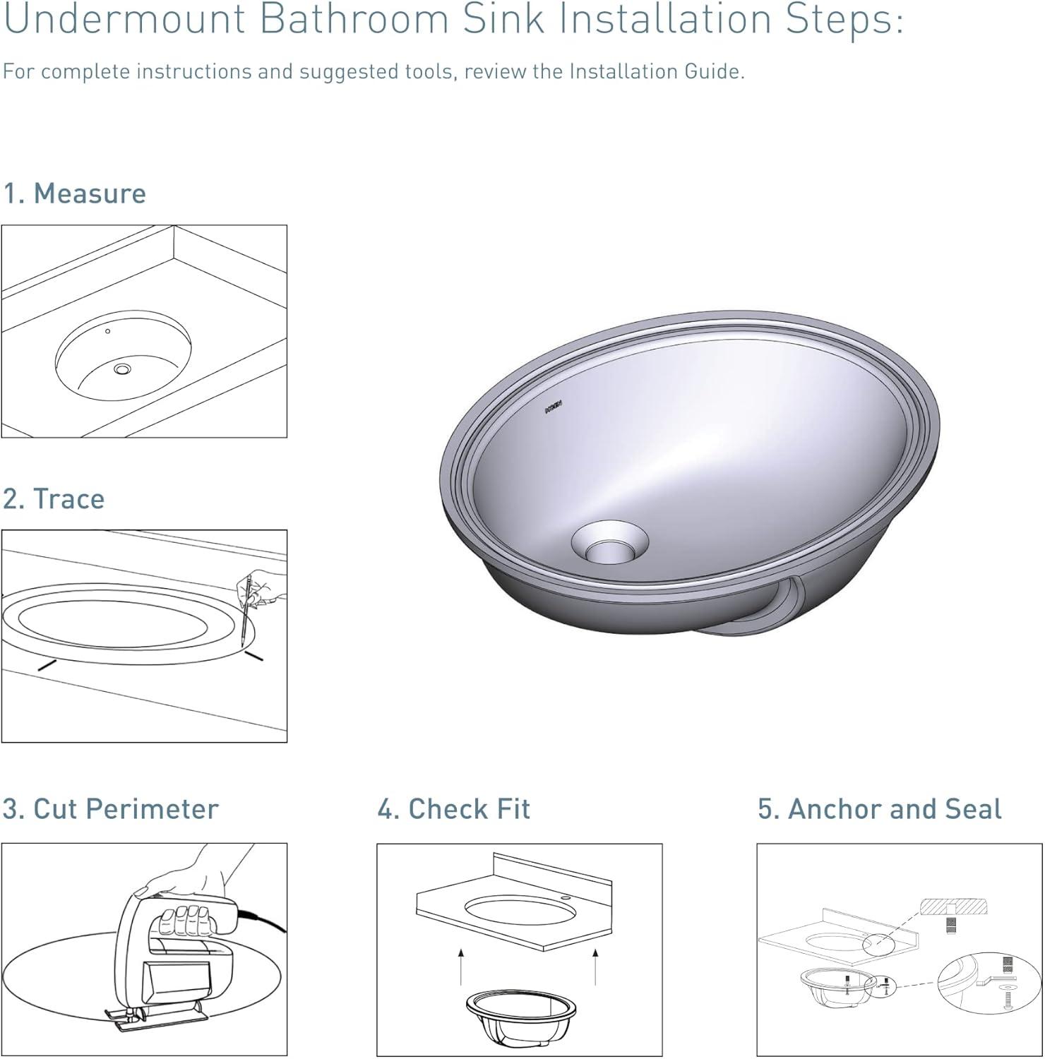 White Vitreous China Undermount Sink, 19.25 X 16.25 X 7.75 Inch Oval Bathroom Sink With Porcelain Finish