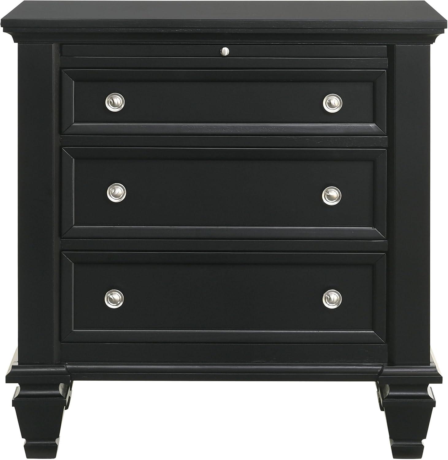 Coaster Sandy Beach Coastal 3-Drawer Wood Nightstand in Black