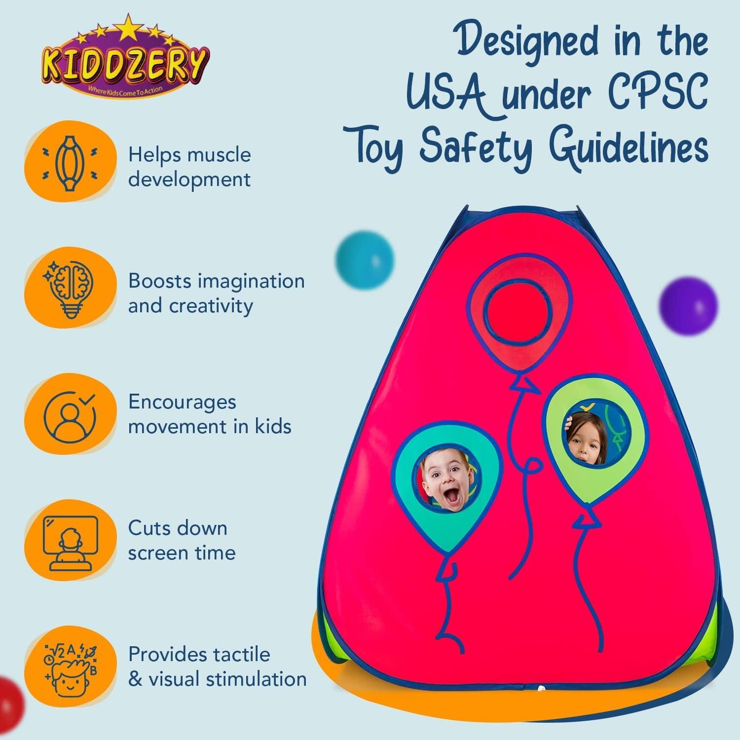 Kiddzery 3-in-1 Pop Up Tent Toddler Playhouse Set with Play Tunnel & Ball Pits